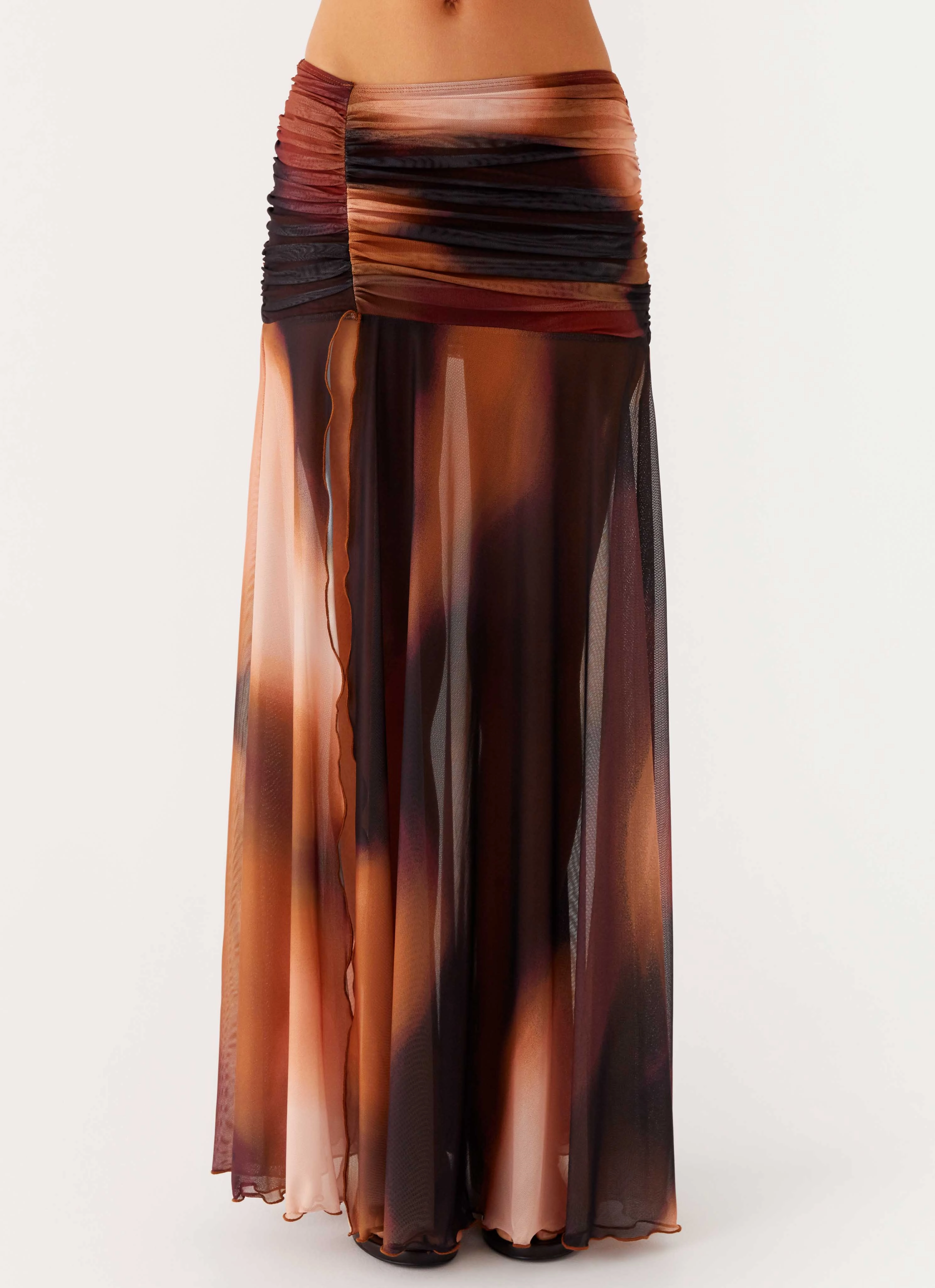 Simple Motion Stargazer Mesh Maxi Skirt - Black Gradient