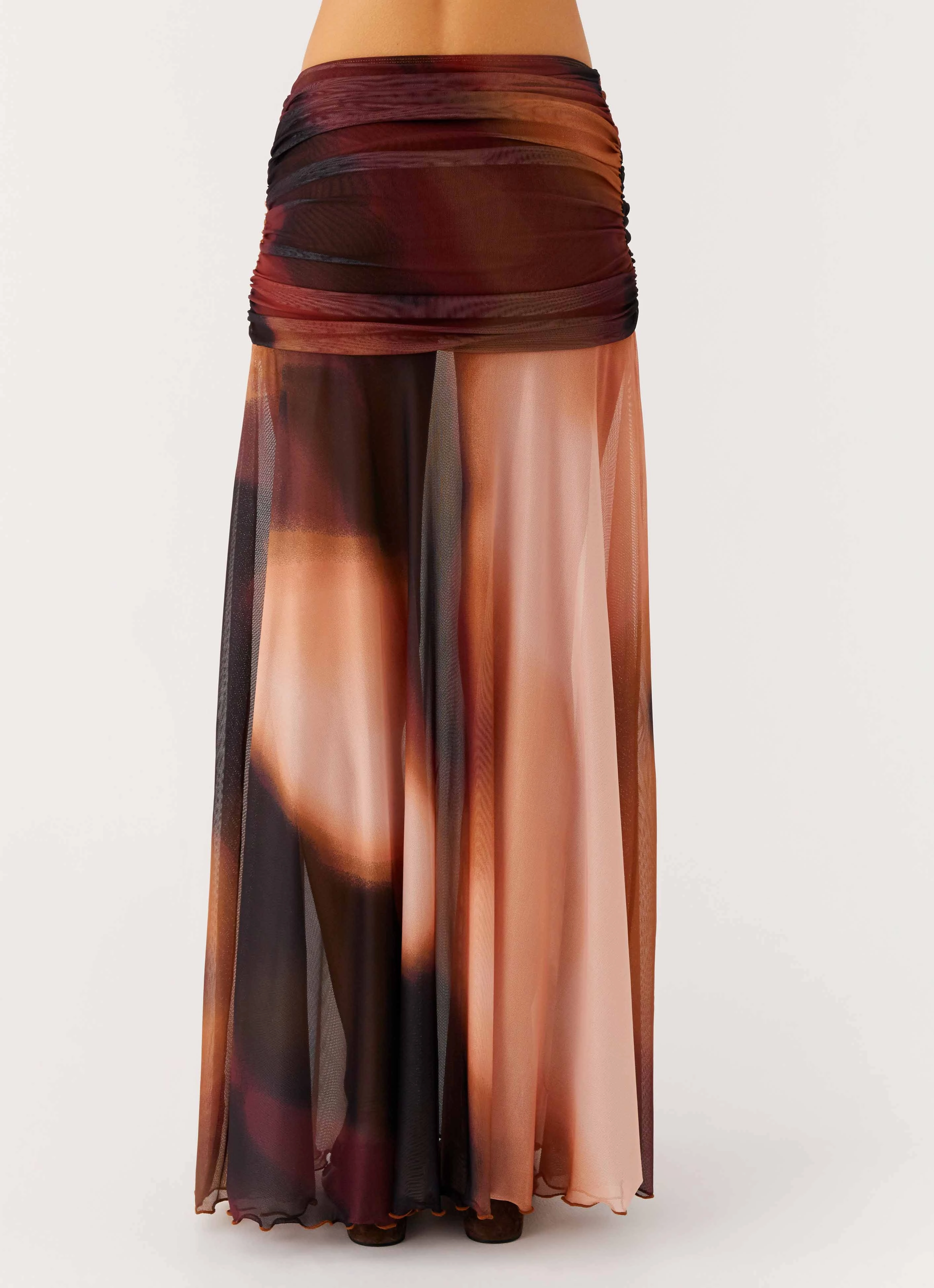 light texture Cozy Edge Stargazer Mesh Maxi Skirt - Black Gradient