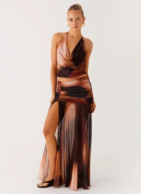 Stargazer Mesh Maxi Skirt - Black Gradient Versatile Outfit Chill Look