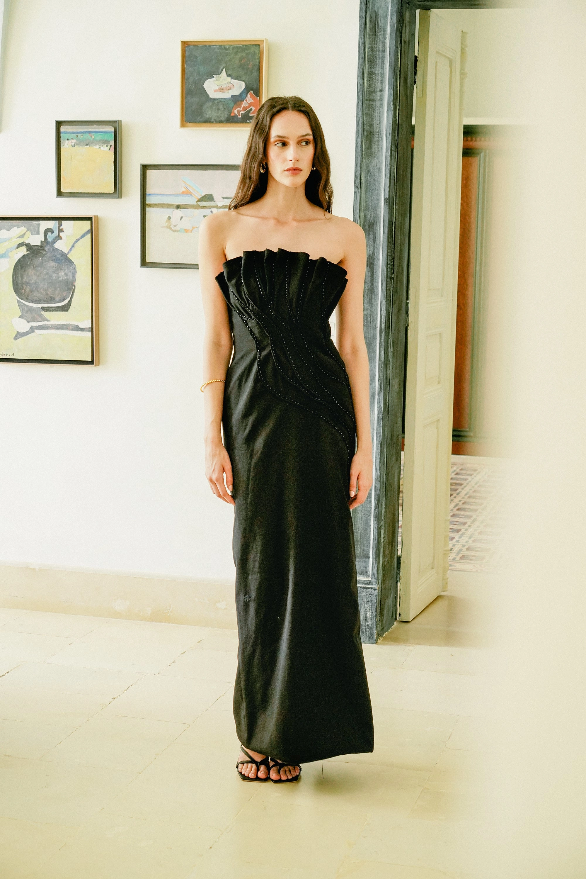 Hidden Zipper Branchage Dress