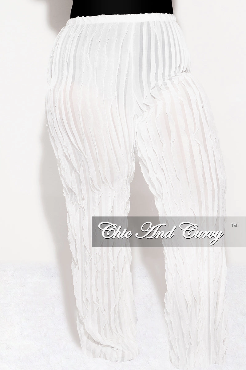 Work Comfort Final Sale Plus Size Ripple Mesh  Pants in Ivory