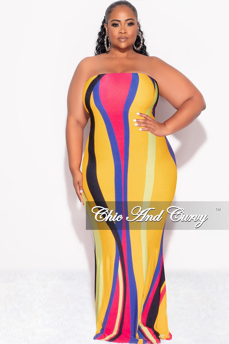 Layered Protection Zip Pocket Final Sale Plus Size Strapless Mermaid Maxi Dress in Mustard Fuchsia Purple Neon Royal Blue and Black