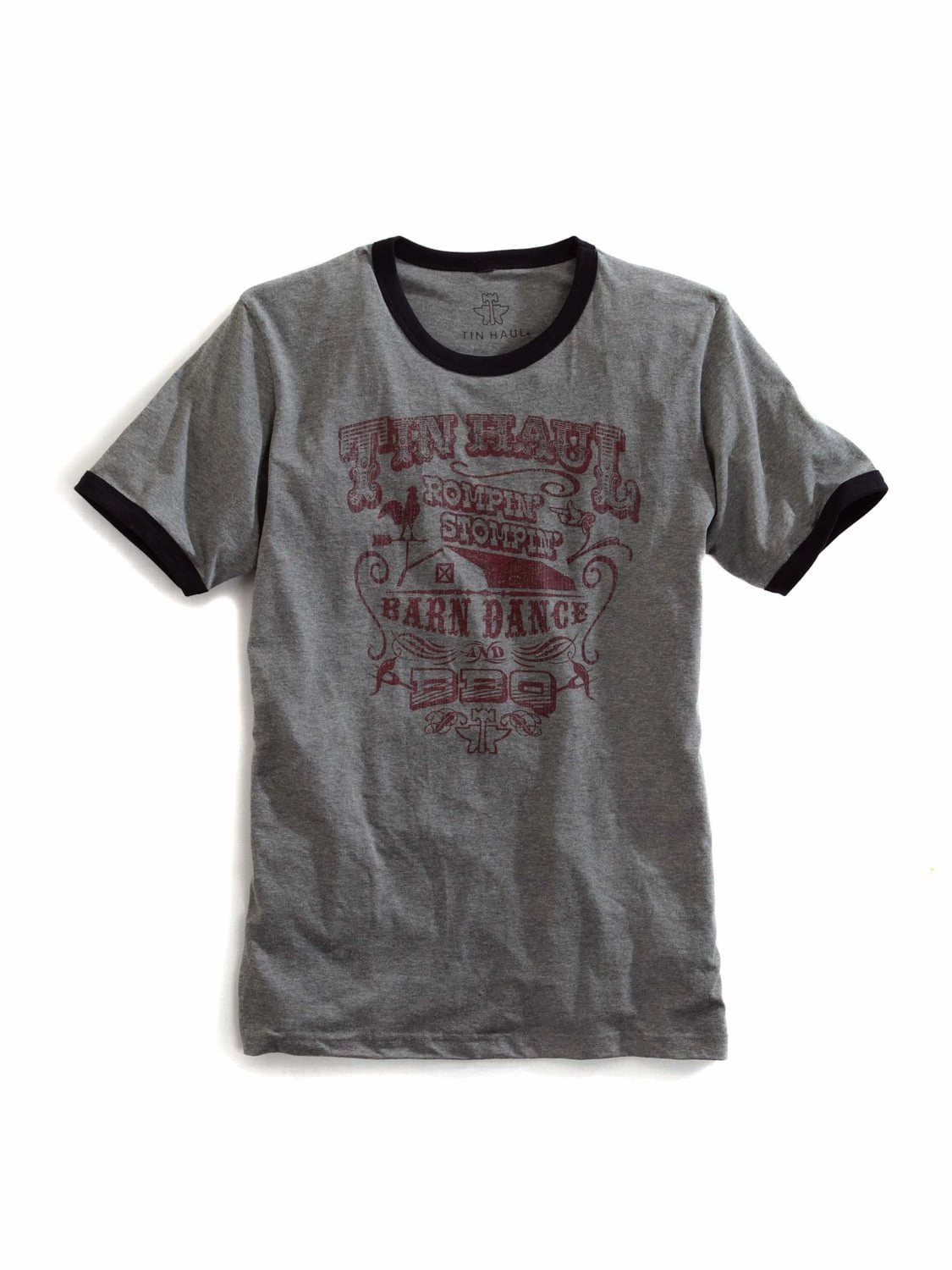 Durable Button Closures Bold Pattern Tin Haul Unisex Rompin Stompin Barn Dance Grey 100% Cotton S/S T-Shirt