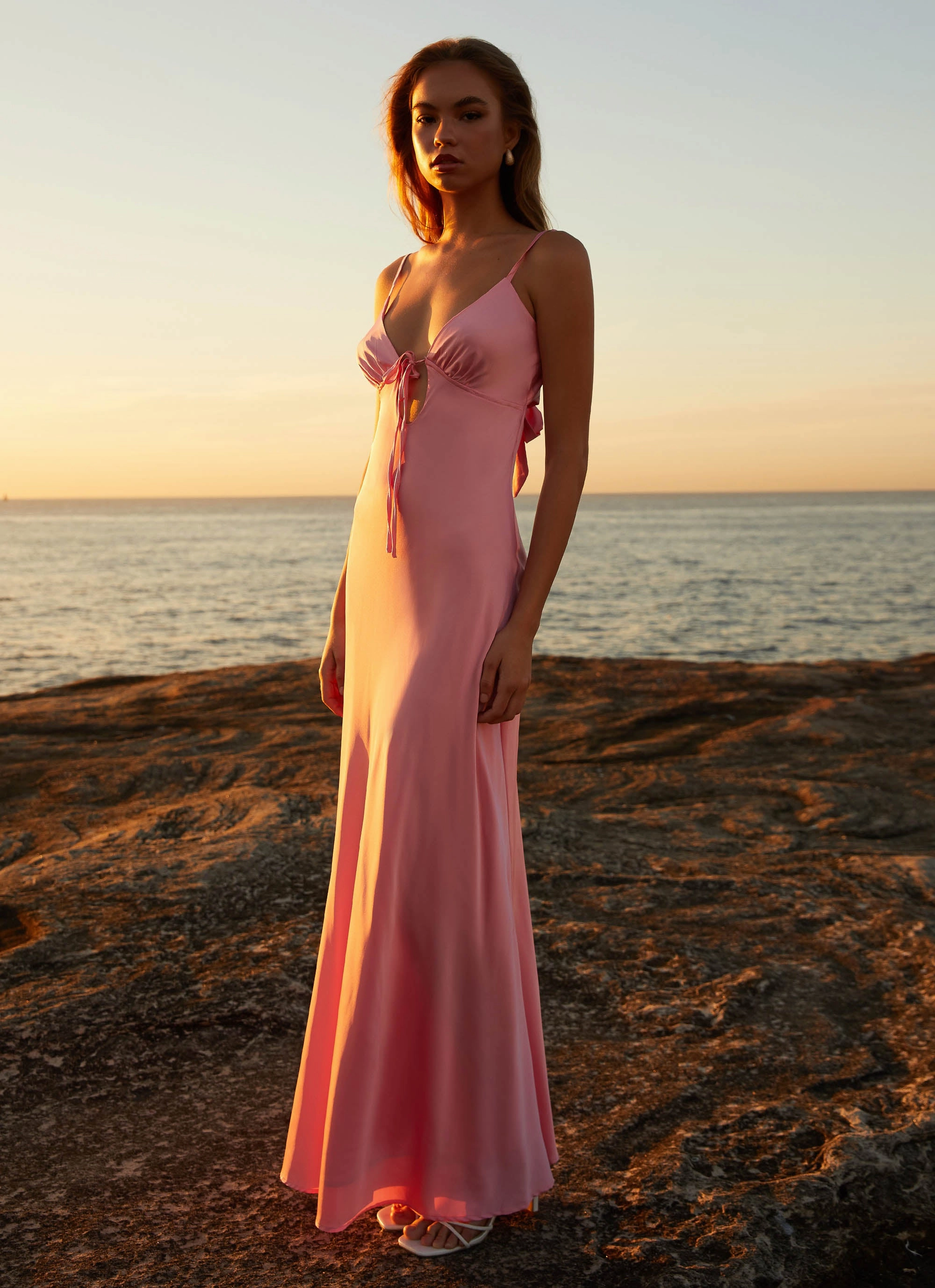 Flora Satin Maxi Dress - Candy Chill Mode