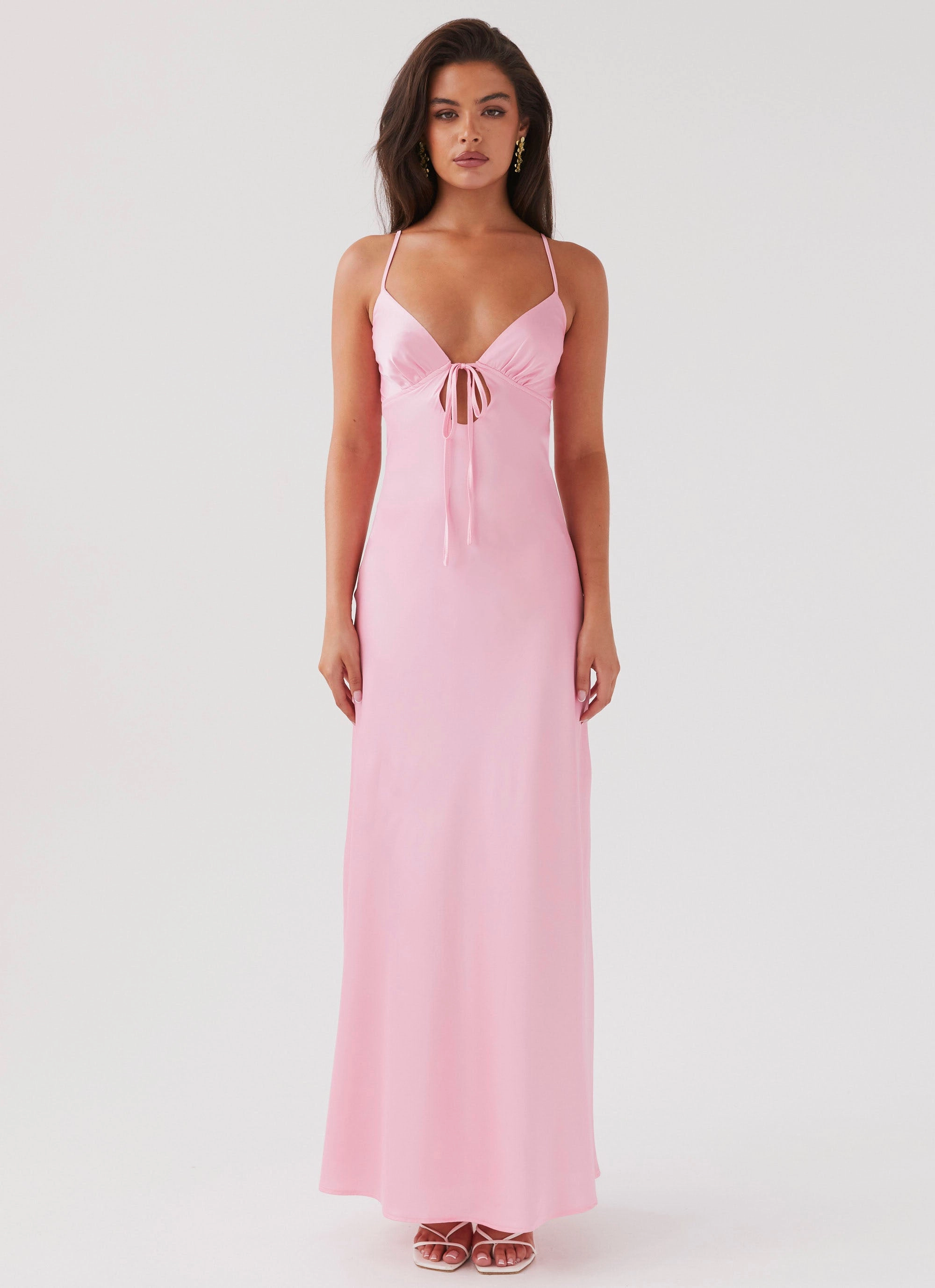 Flora Satin Maxi Dress - Candy Shape Hug