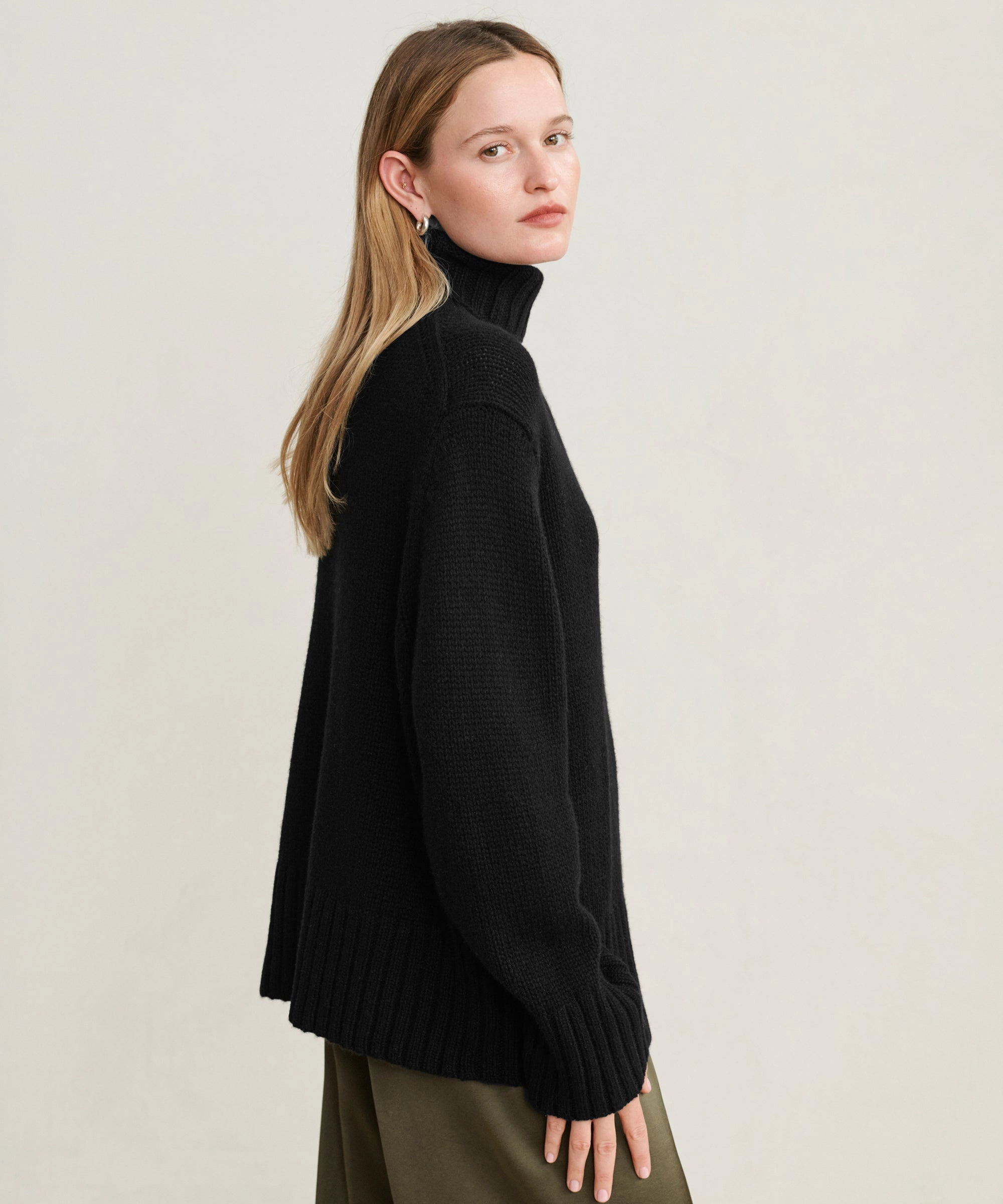 Cashmere Jet Turtleneck Seasonless Style WaffleKnit Texture