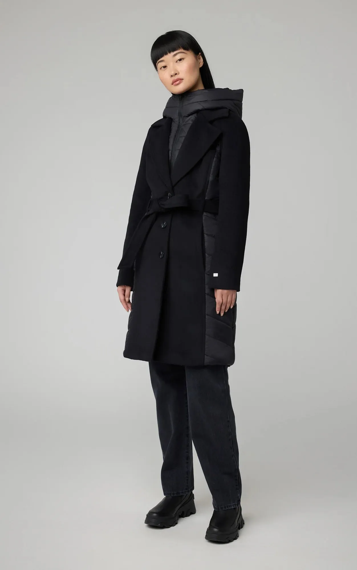 SOIA & KYO Adeline Wool Coat Rubberized Trims