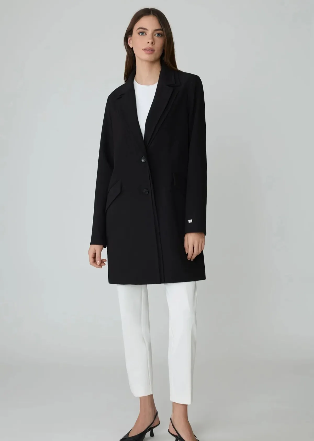 SOIA & KYO Fabriza Coat Black Two Tone Design