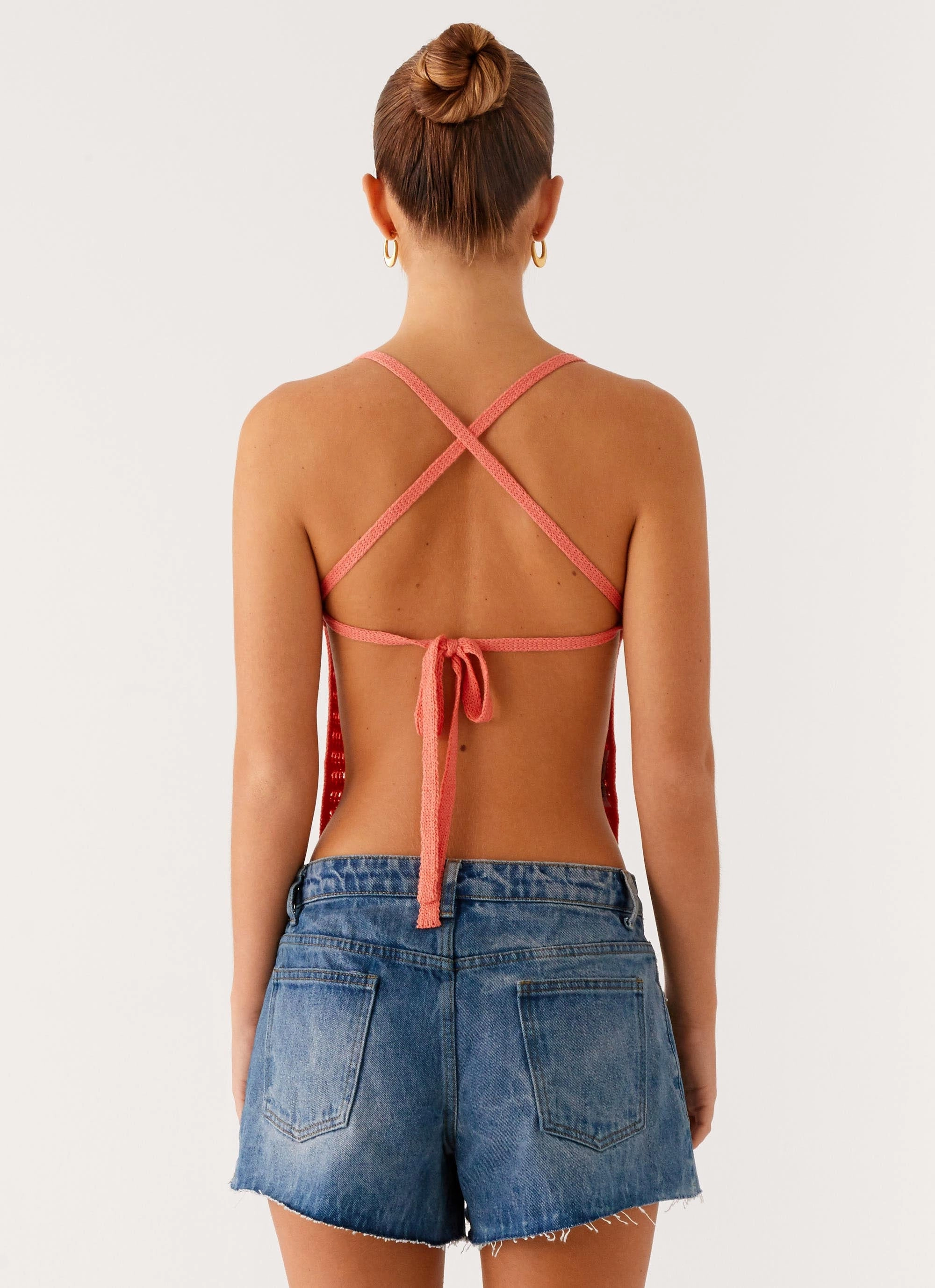 Kia Cross Back Top - Coral NonChafingTrim Basic Long Sleeve