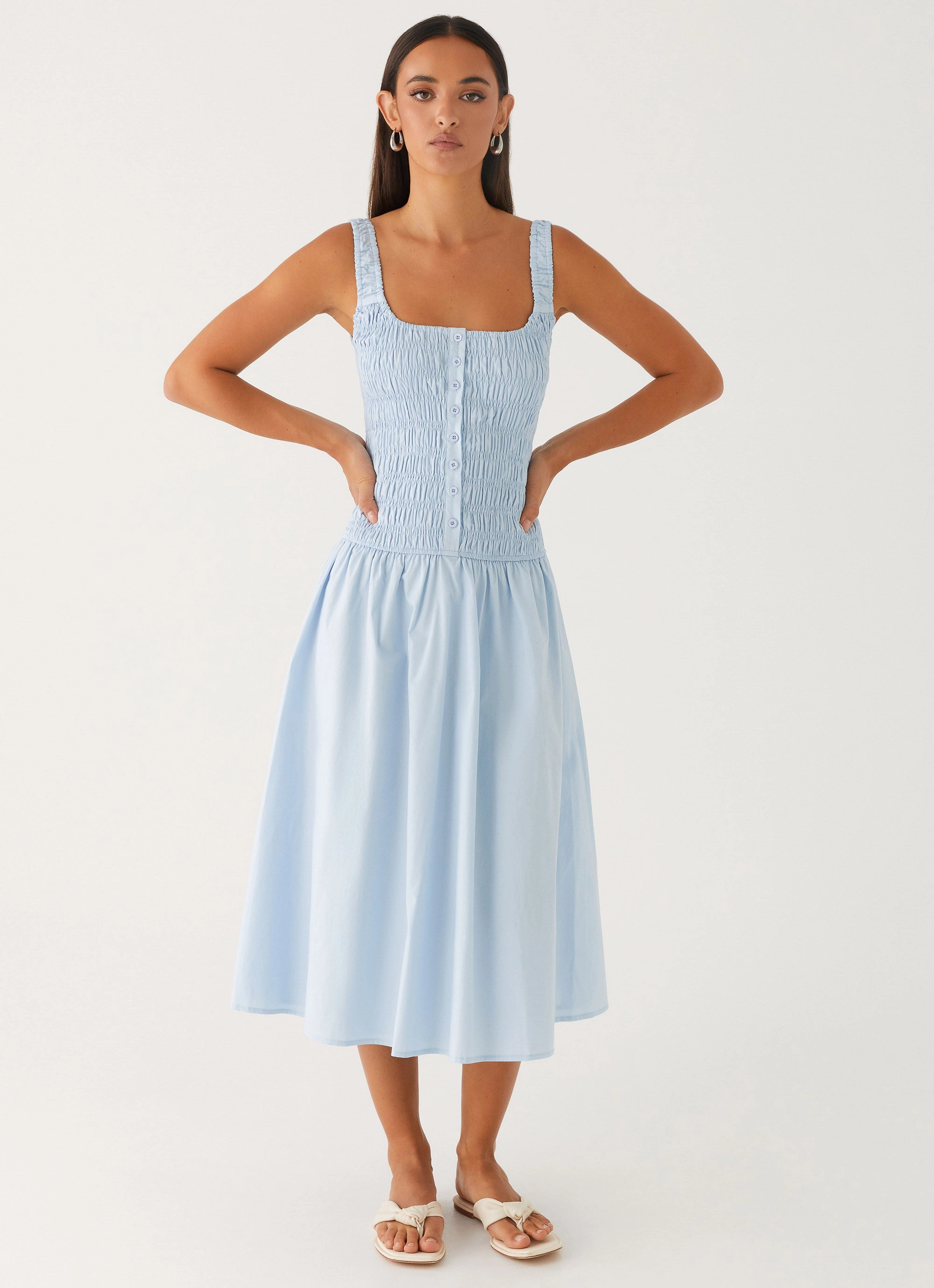 Wildflower Midi Dress - Blue Cozy and Comfortable