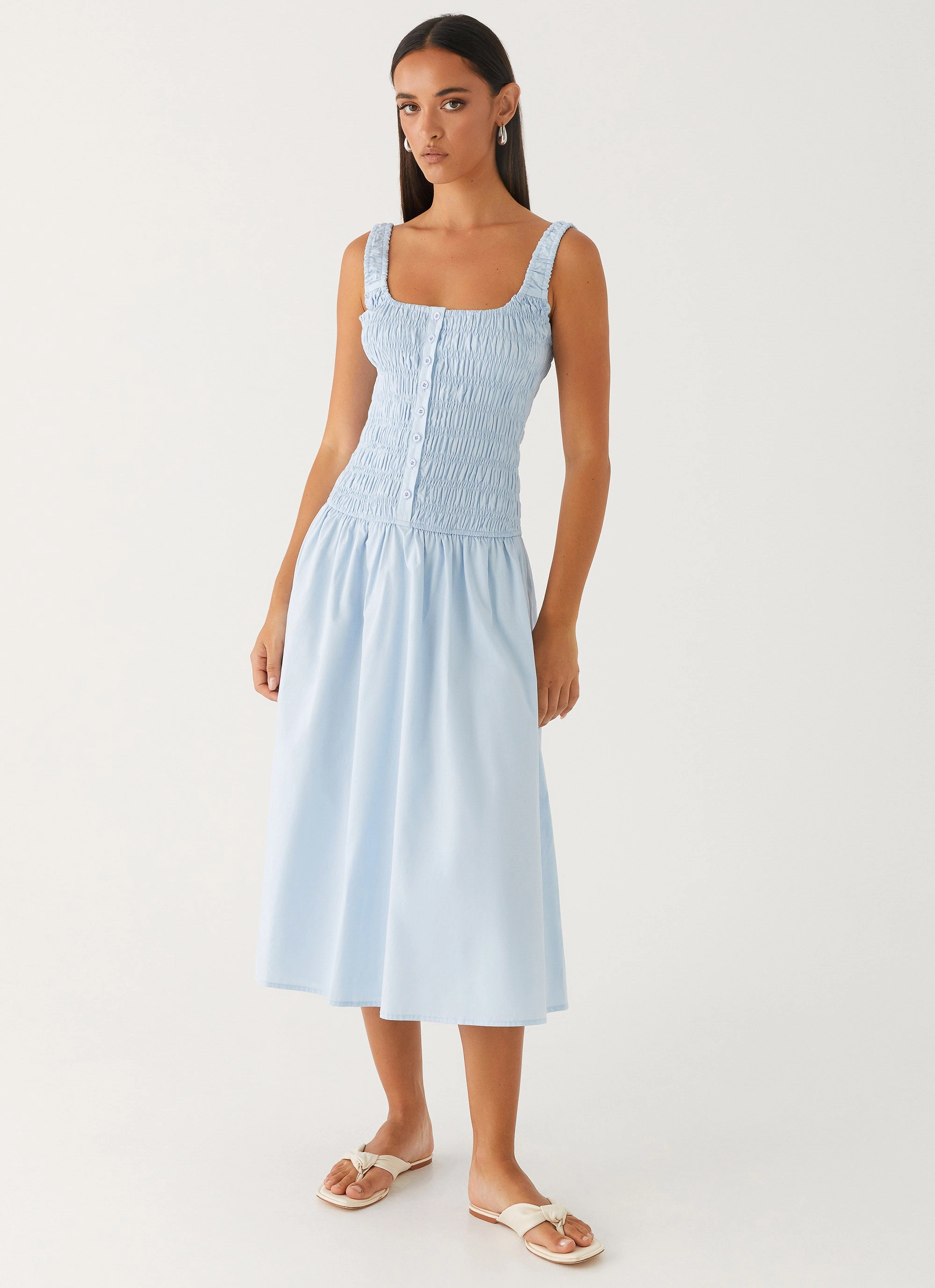 Stylish day dress Seasonal piece Wildflower Midi Dress - Blue