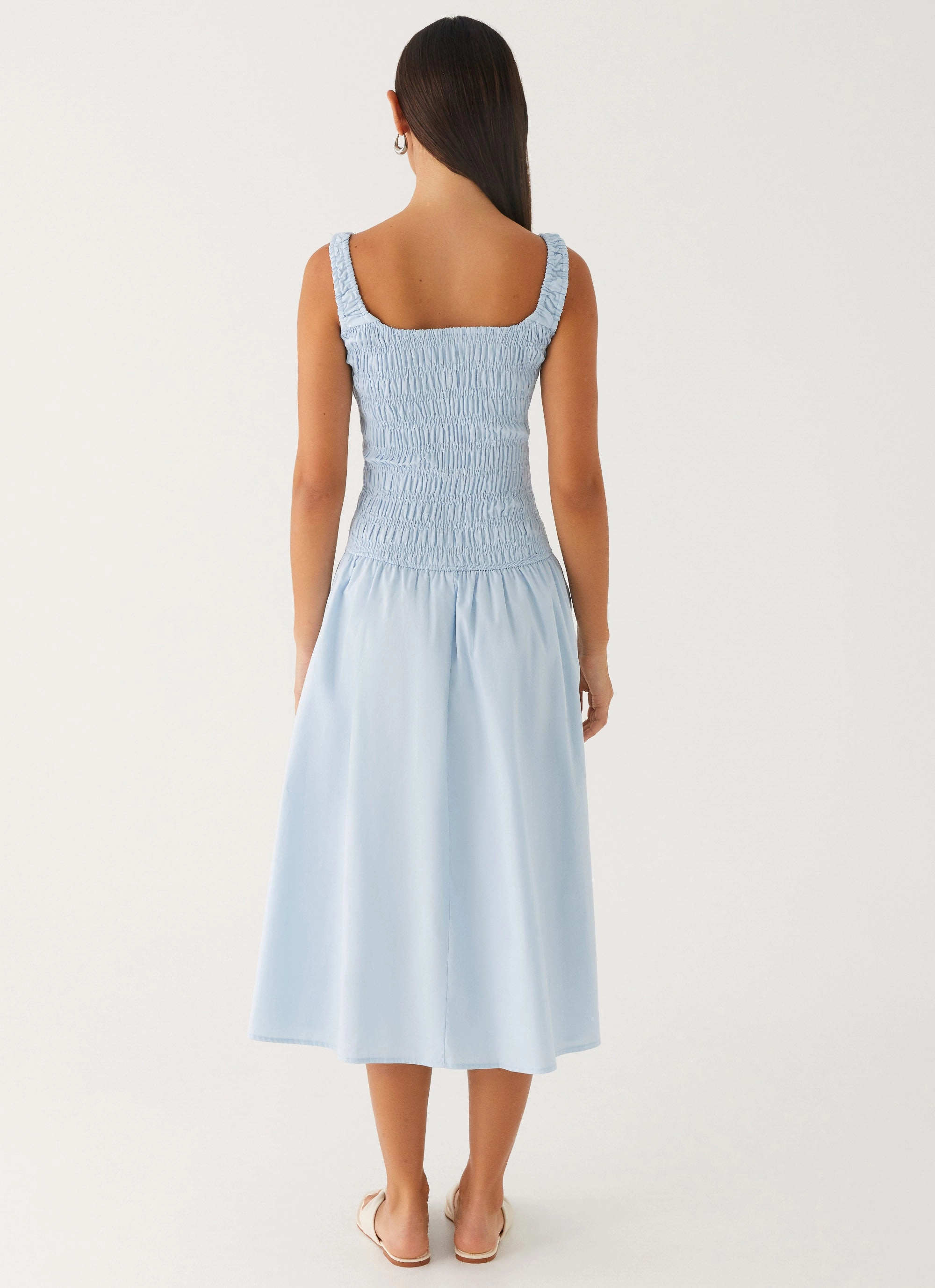 Wildflower Midi Dress - Blue Gentle Shine Pretty Glow