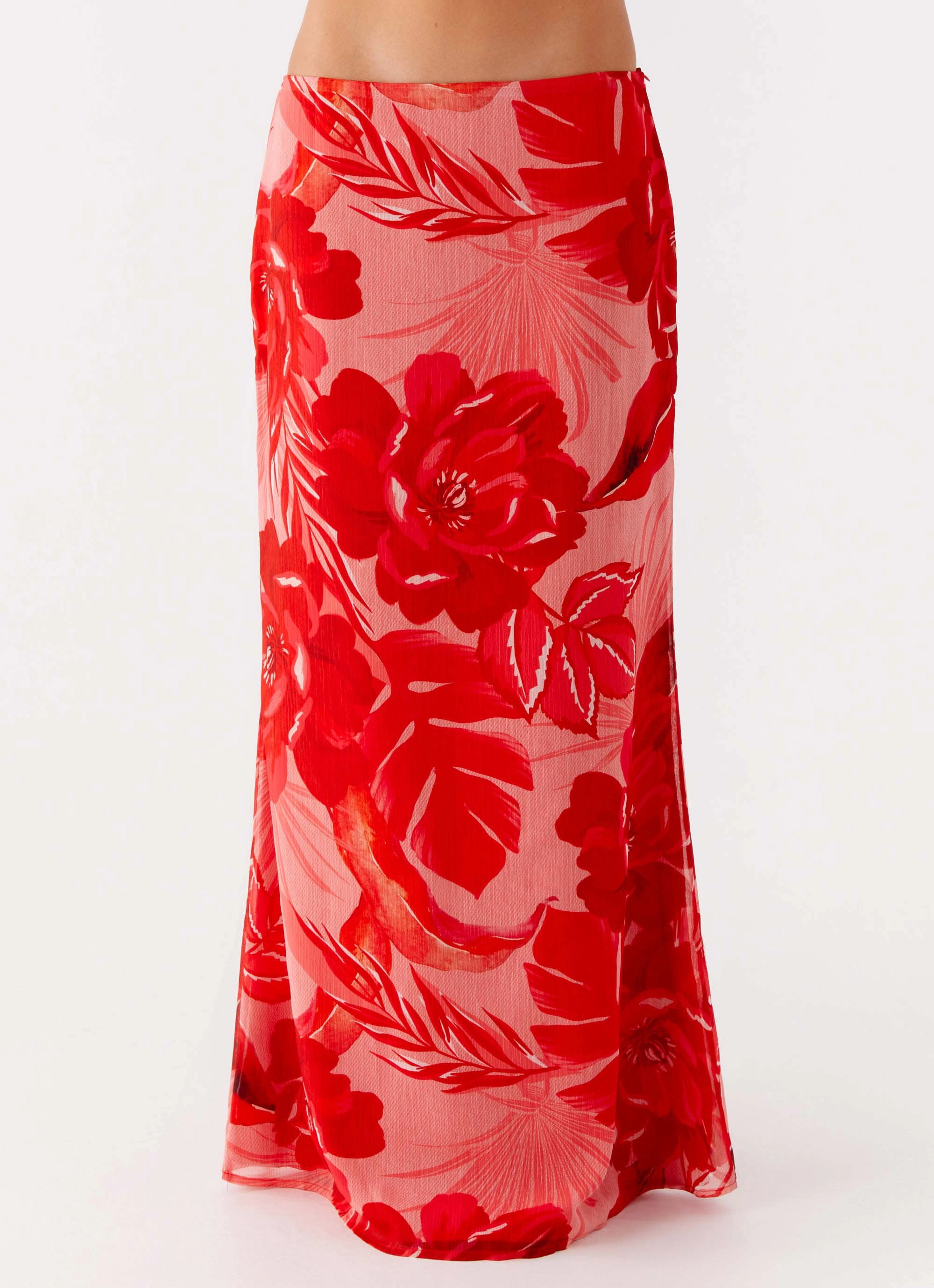 Reinforced Hemline Soulful Low Rise Maxi Skirt - Sicily Sunsets Print