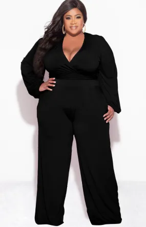 Final Sale Plus Size 2pc Tie Top & Pants in Black Performance Layer