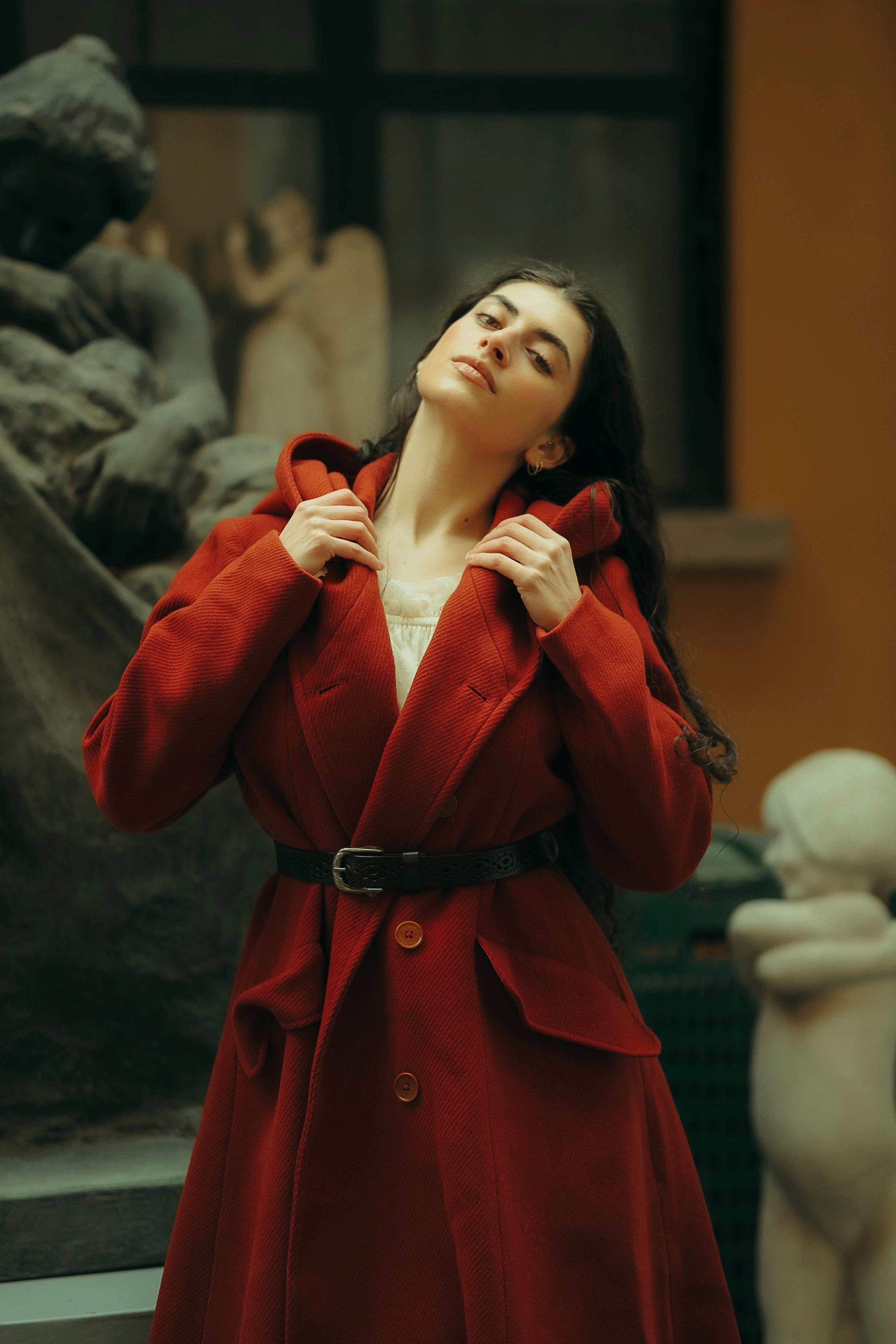 Trista 24 | 100% twill wool hooded coat Simple Trend