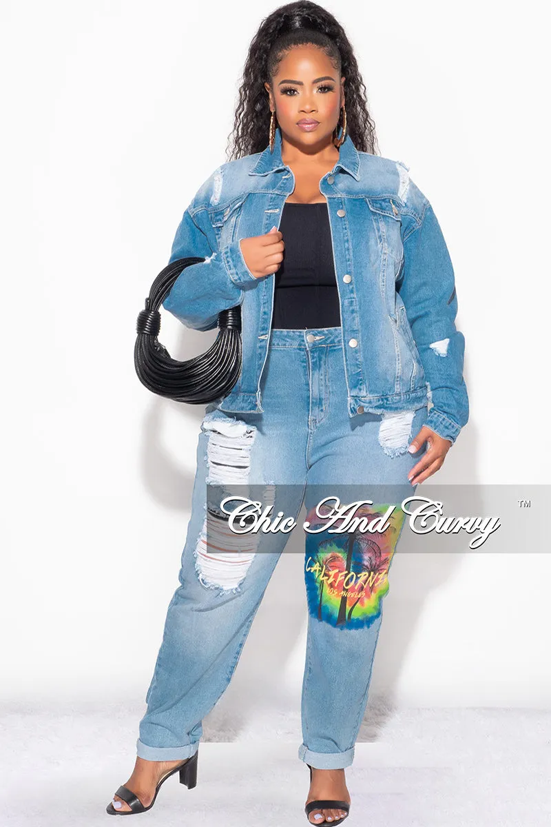 High Waist Stretch Chill Comfort Fit Final Sale Plus Size 2pc California Jacket and Pants Set in Denim