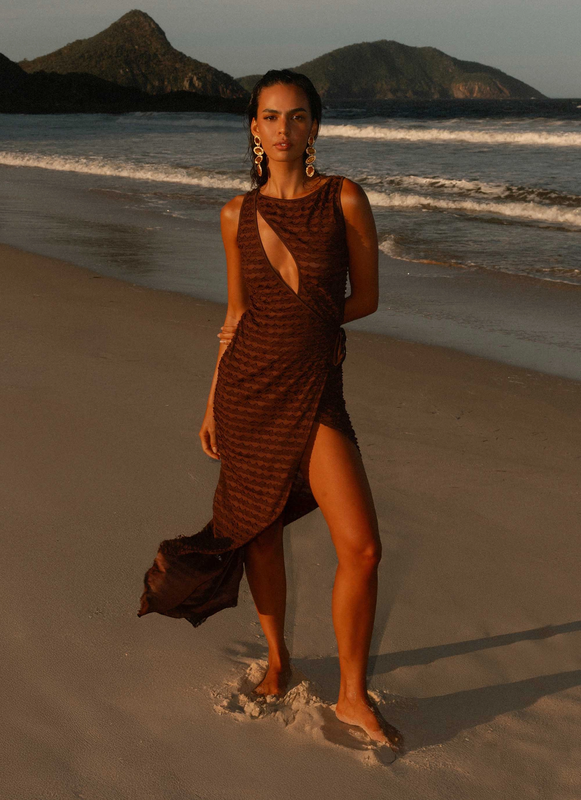 Event Favorite Sterling Wrap Maxi Dress - Chocolate