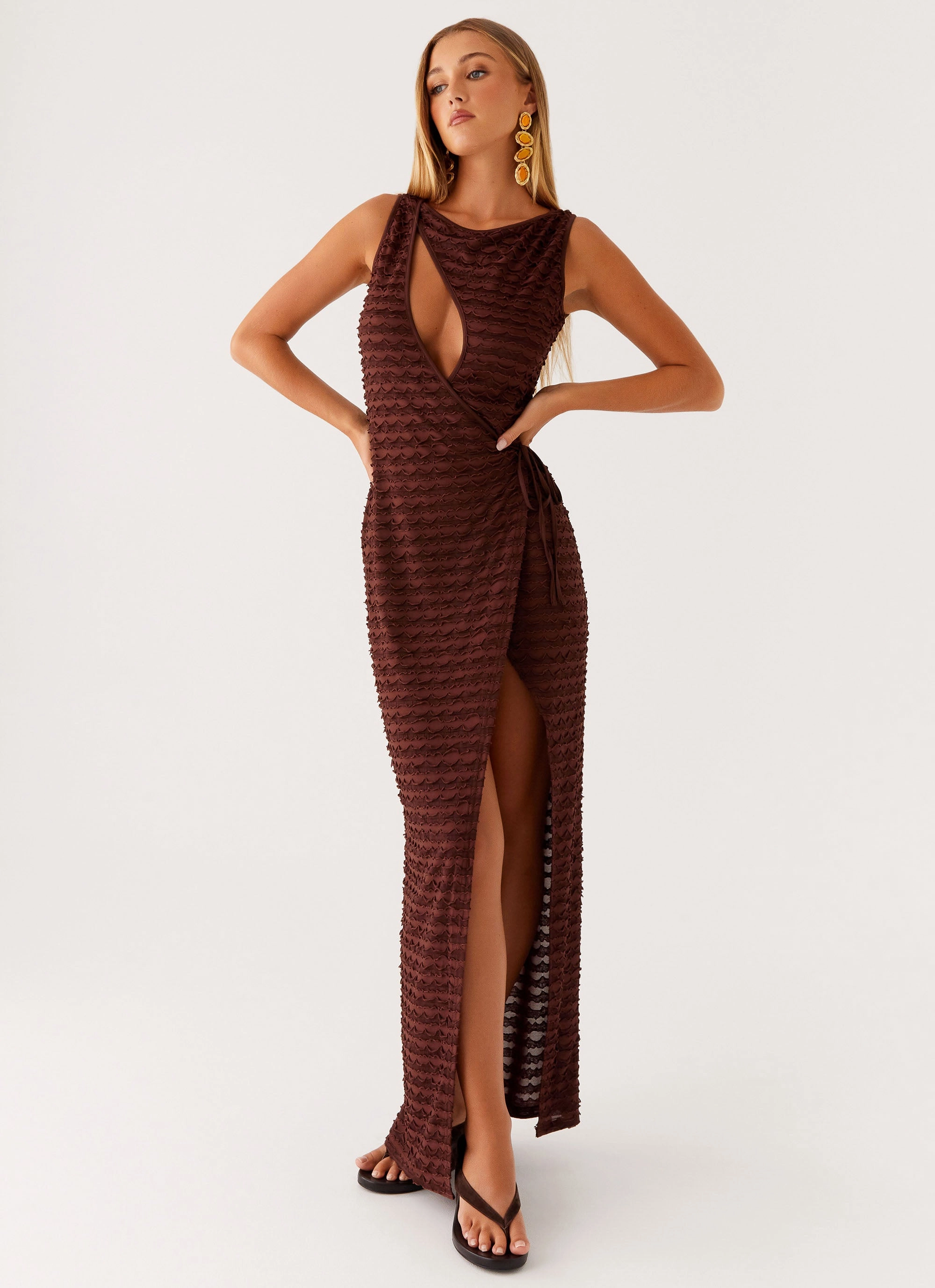 Chic boho dress Sterling Wrap Maxi Dress - Chocolate