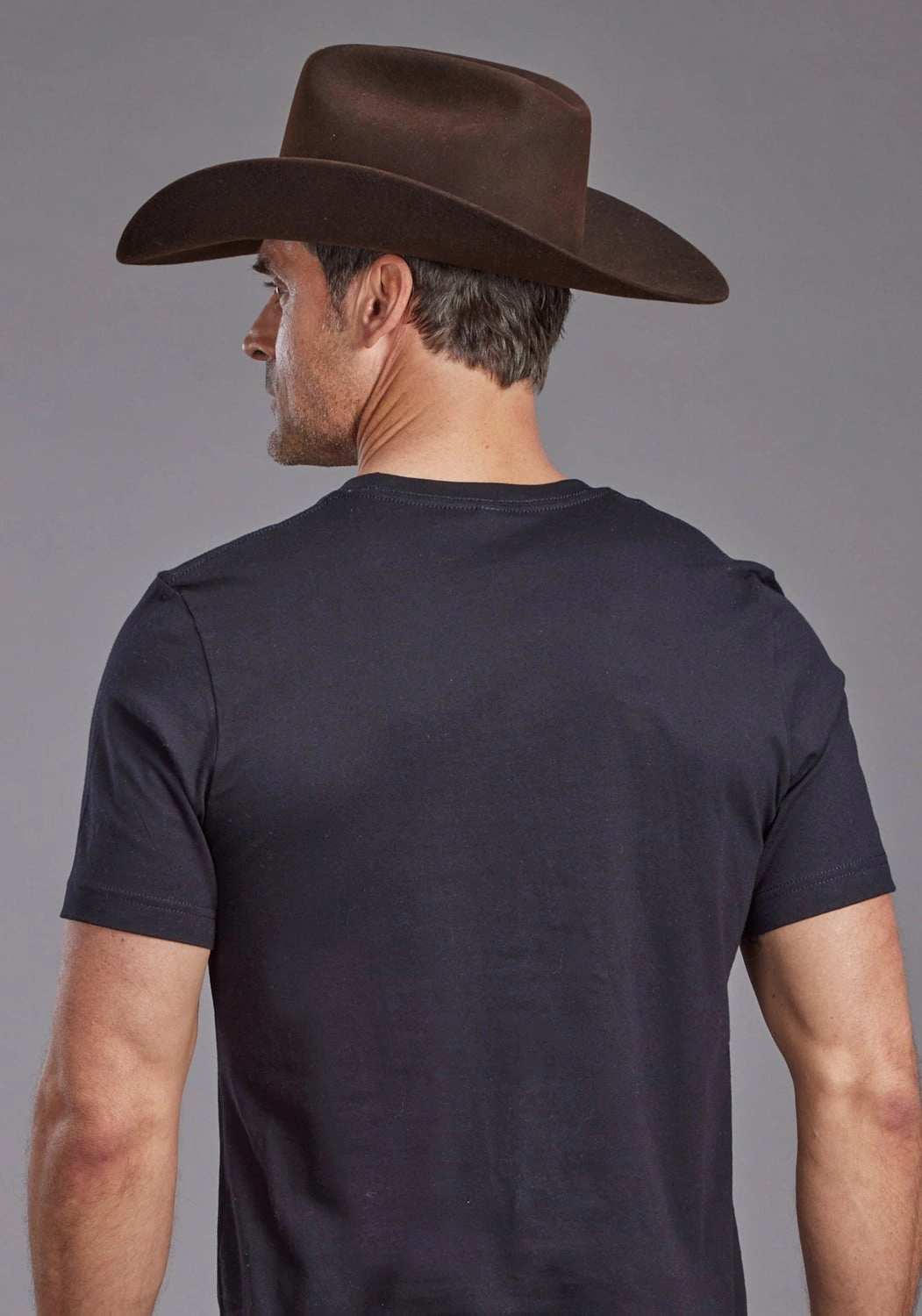 Colorfast Dye Stetson Mens Bronc Scenery Black 100% Cotton S/S T-Shirt