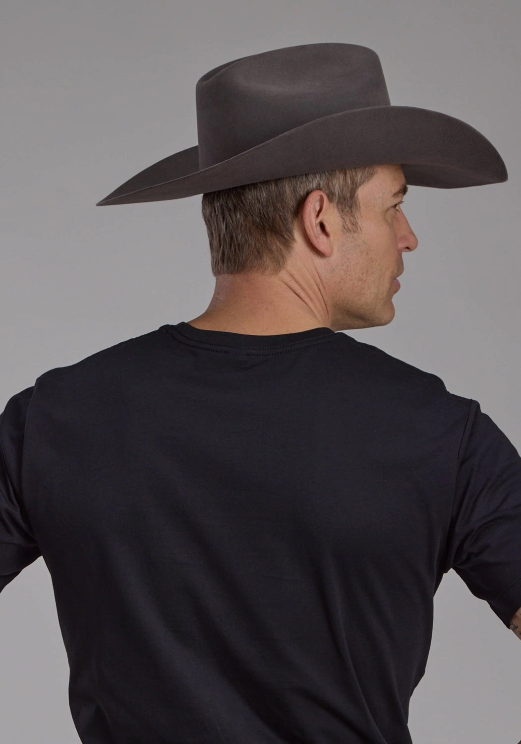 Stetson Mens Buckin Bronc Black 100% Cotton S/S T-Shirt Timeless Top