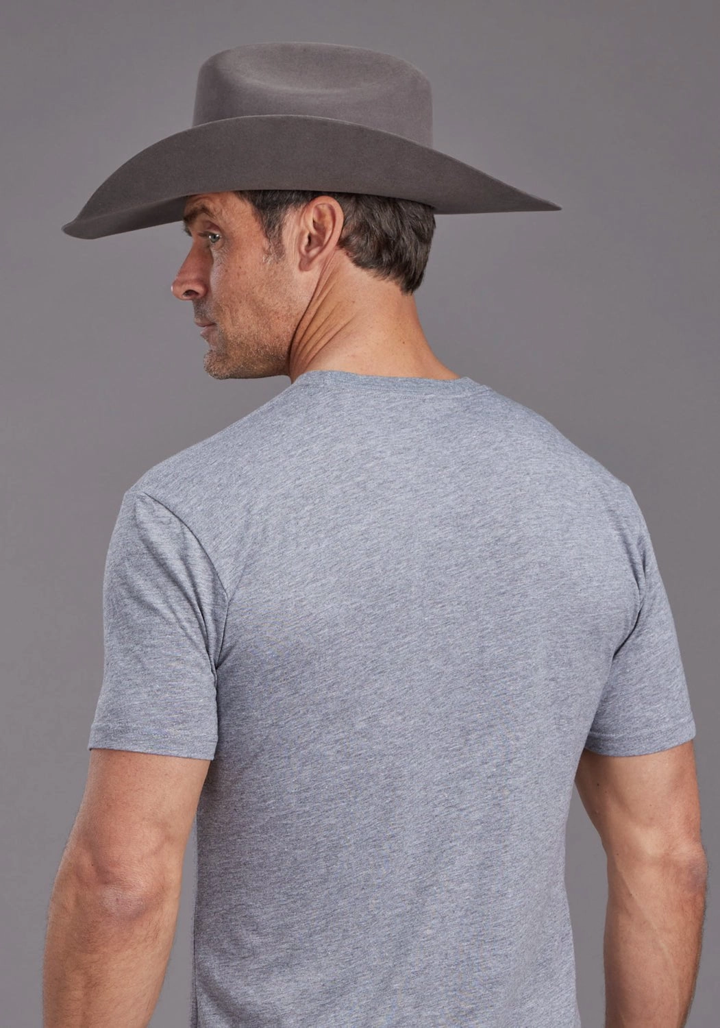 Soft and Relaxed Stetson Mens Pioneer Round Up Grey Cotton Blend S/S T-Shirt