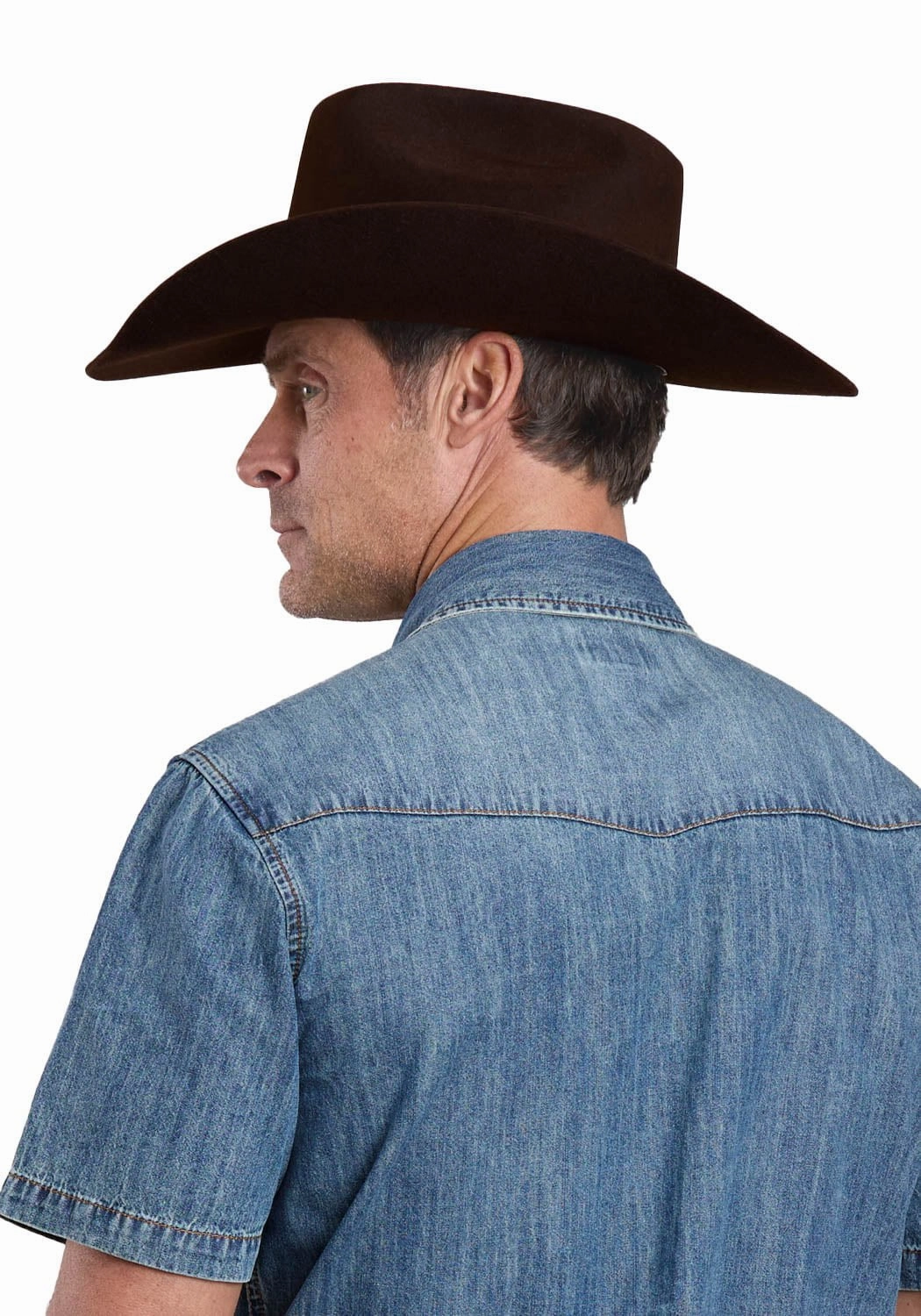 Summer Vibes Stetson Mens Turquoise Hex Snaps Stonewashed Denim 100% Cotton S/S Shirt