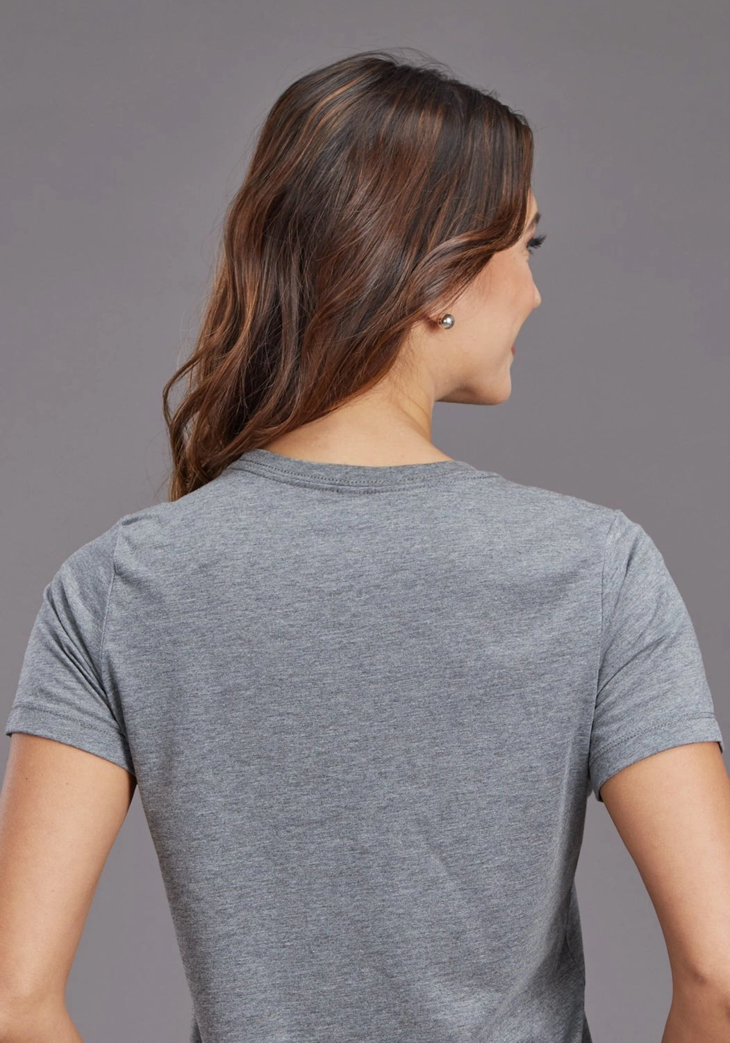 Stetson Womens Heritage Aztec Grey Cotton Blend S/S T-Shirt Double Stitched Seams