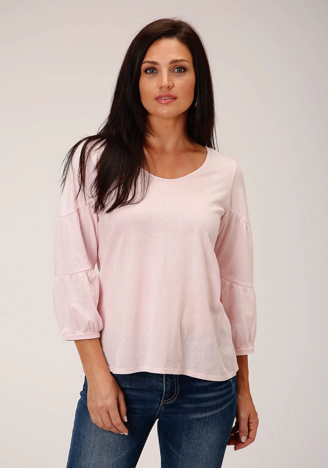 Stetson Womens Tiered Ruffle Pink Poly/Rayon S/S Tunic Pure Cotton Anti Pilling Surface