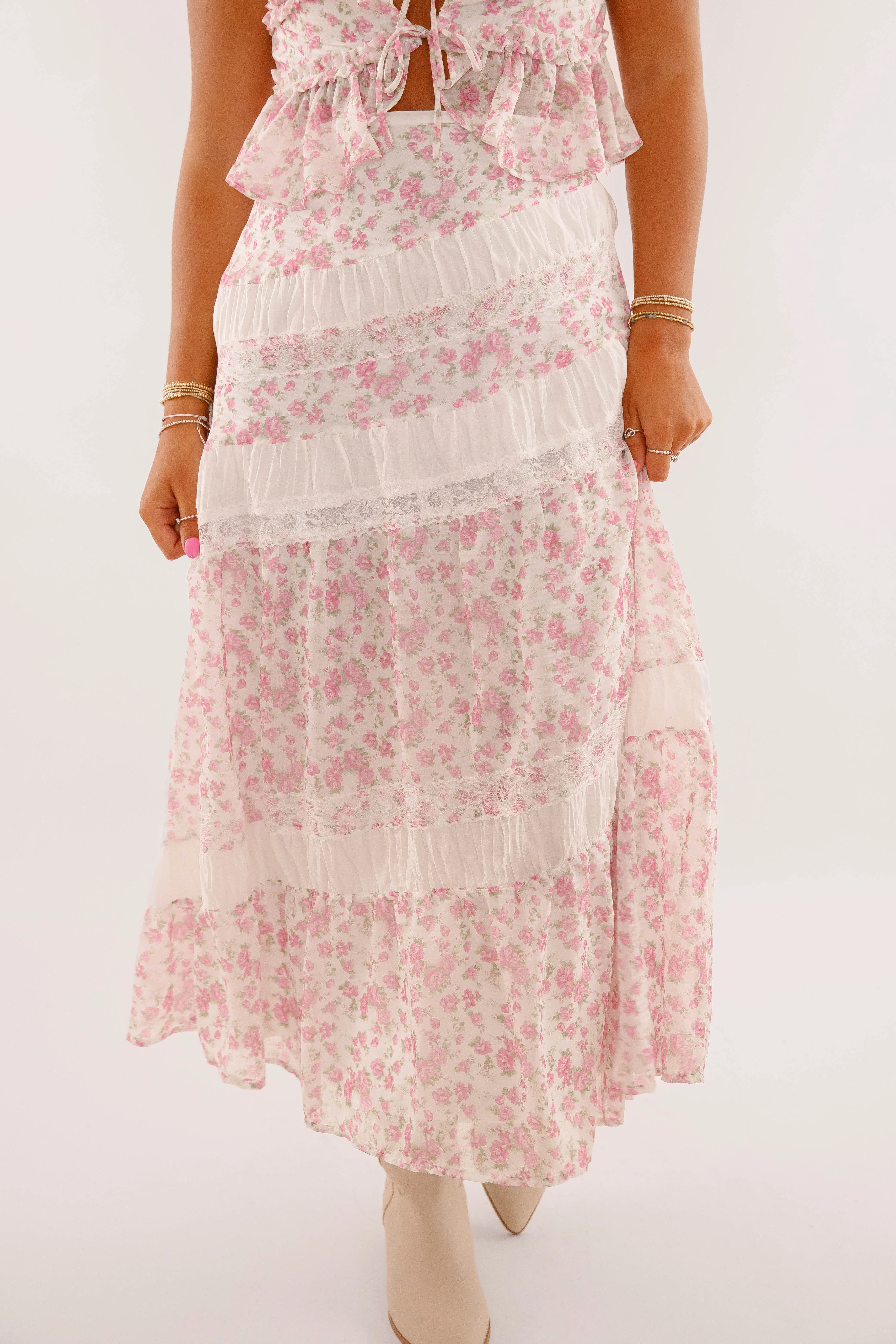 Floral Whispers Midi Skirt Comfort Focused