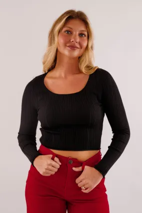 Sweet Sentiments Ribbed Top-Black Long Sleeve Shirt Ultra Soft Handfeel