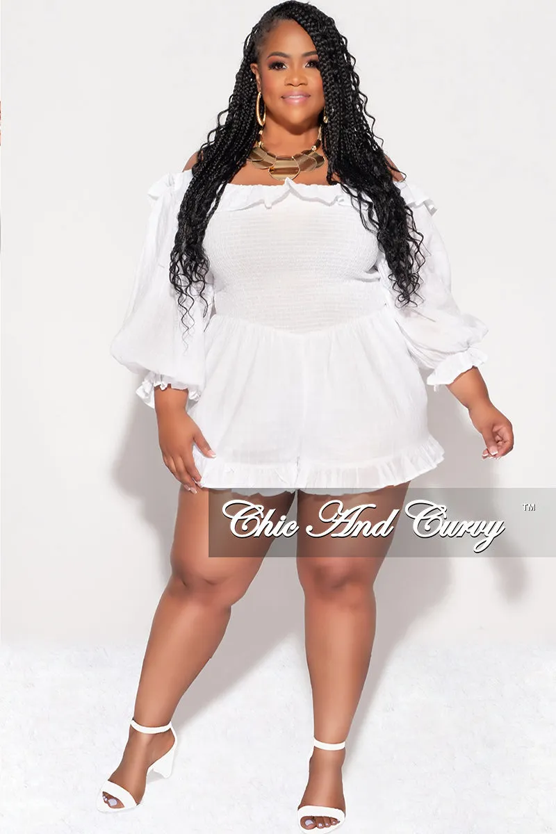 Odor Resistant Final Sale Plus Size Lien Romper White