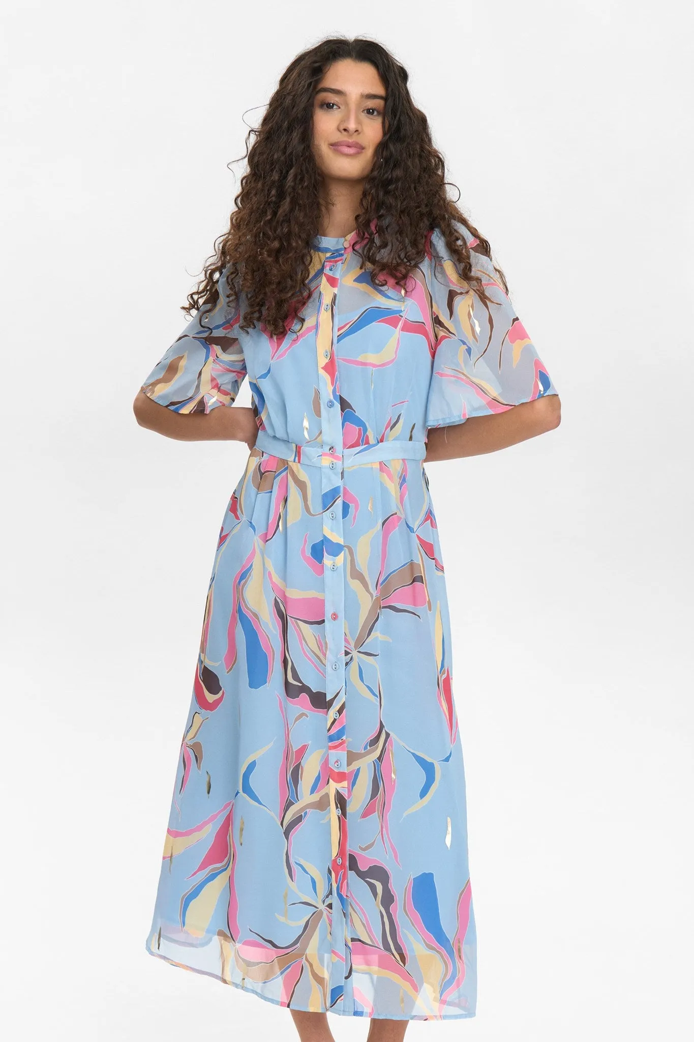 Soft and Stylish Casual Silhouette NUKYNDALL SS DRESS - Cerulean