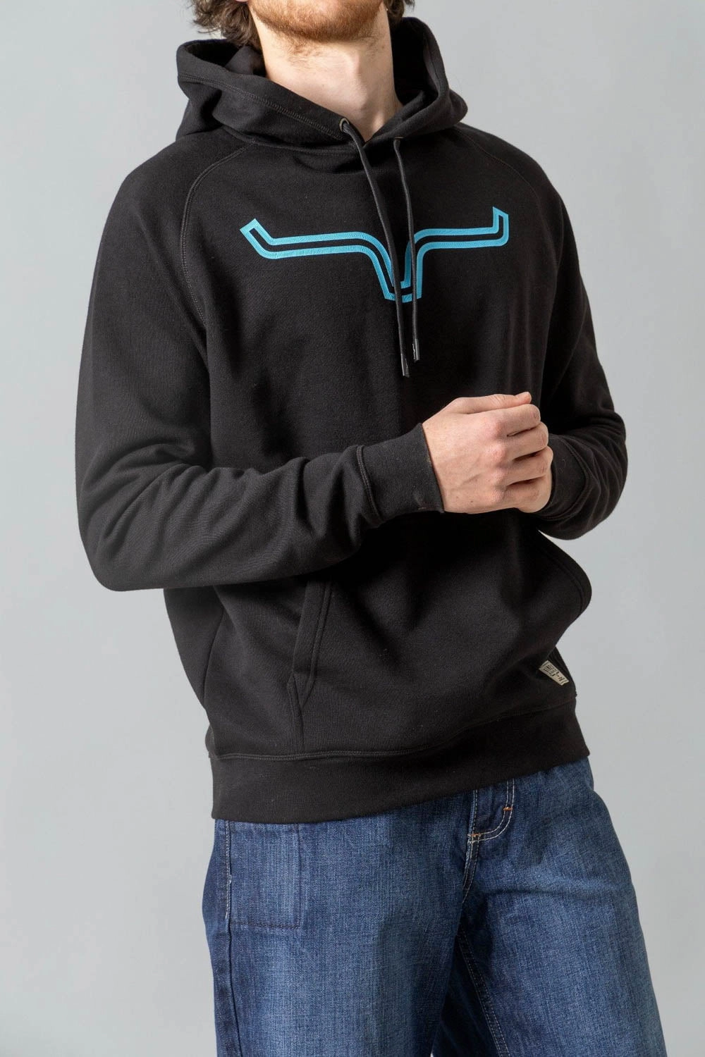 Heathered Texture Kimes Ranch Mens Outlier Black Cotton Blend Hoodie