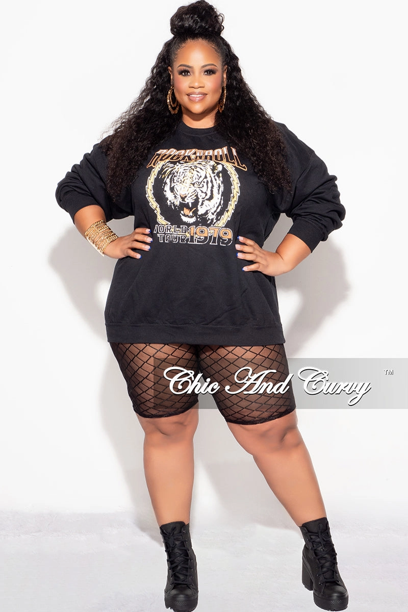 Final Sale Rock and Roll World Tour Sweatshirt in Black Breathable Waist