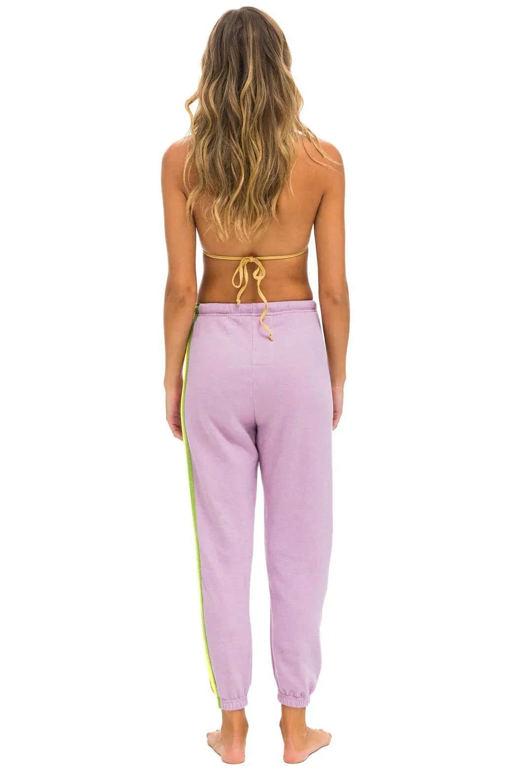 Aviator Nation 5 Stripe Sweatpants - Mauve/Pink/Green Breathable Layer MultiPocketSystem