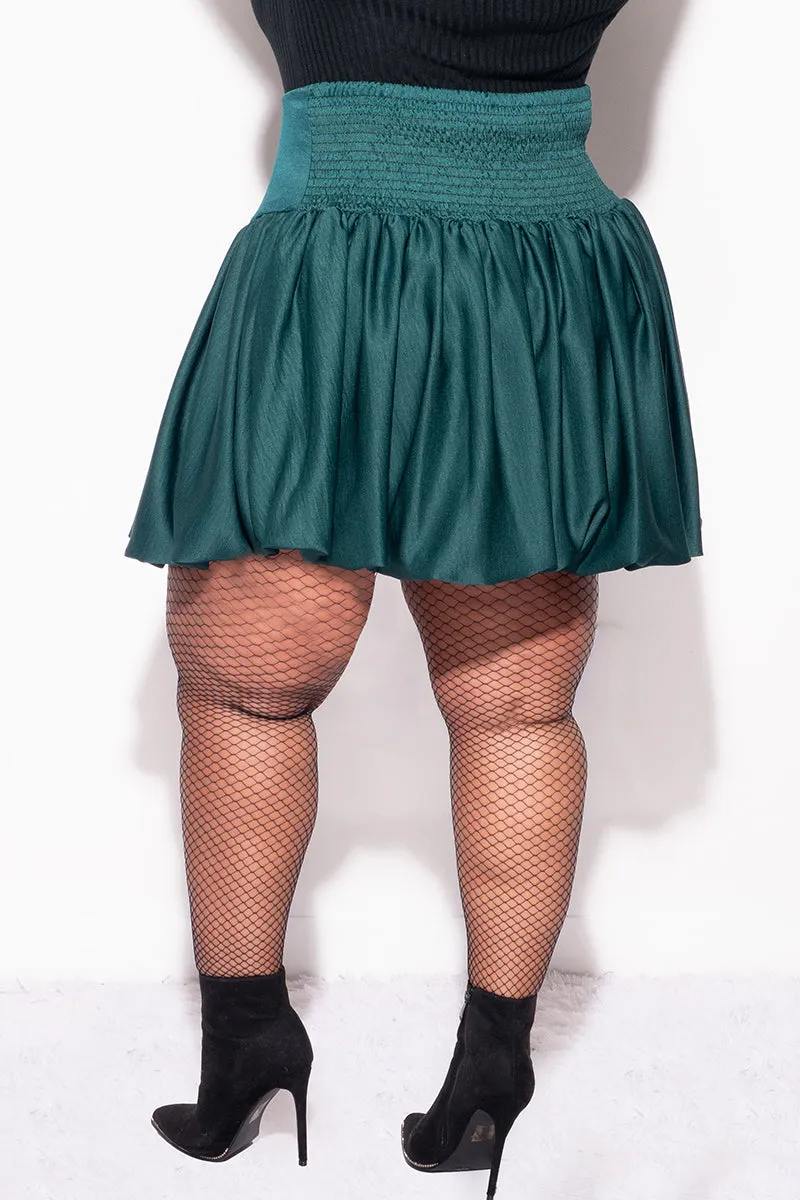 SnagFreeFabric Relaxed Wearable Final Sale Plus Size Bubble Mini Skirt in Green