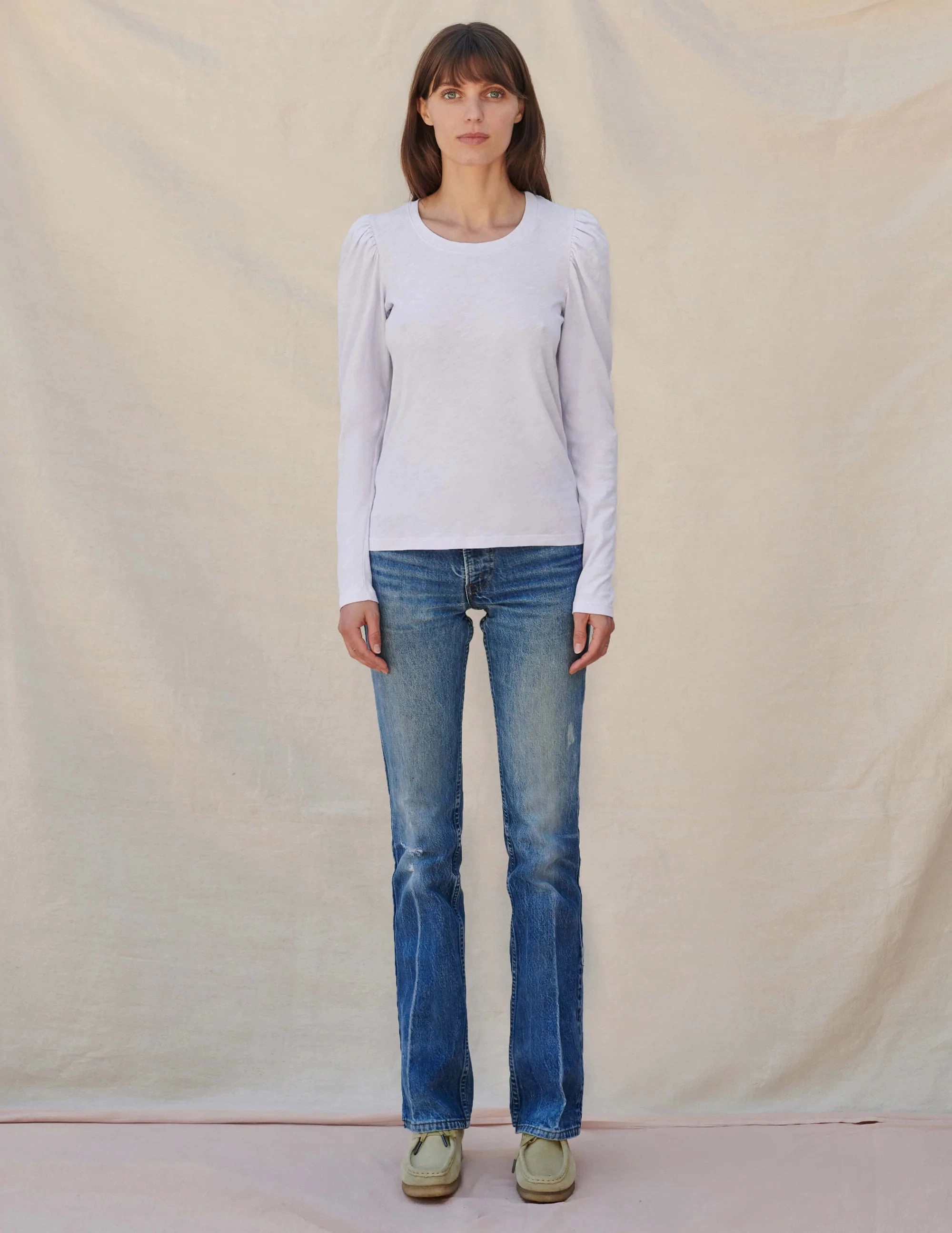 Sundry Puff Shlouder Long Sleeve Tee FlatlockStitching ReinforcedHem