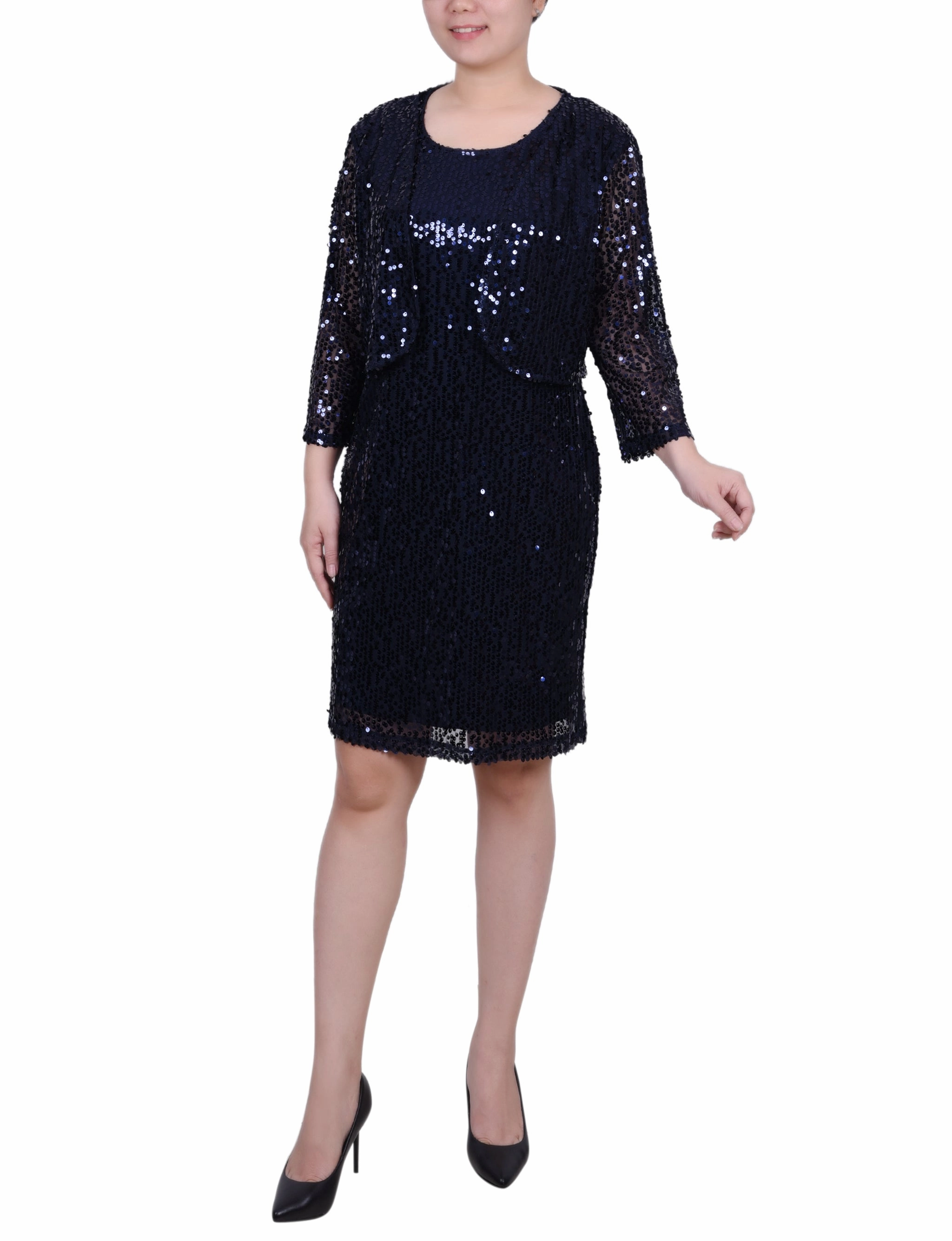 Petite Sequined Bolero Jacket And Dress Comfortable Design