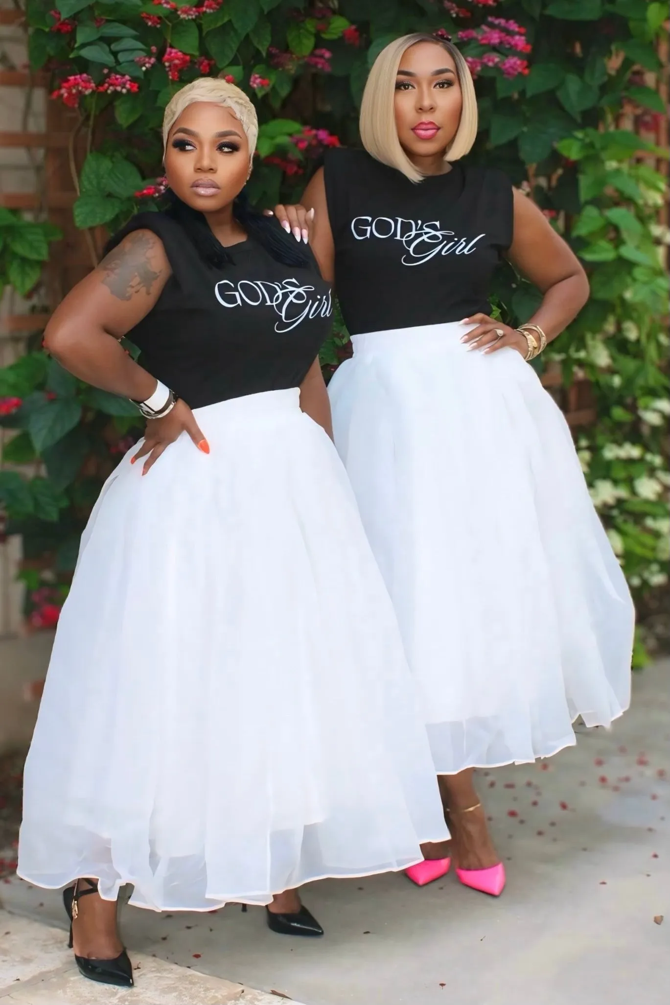 God??s Girl Shoulder Padded Shoulder Muscle T-Shirt-Black Recycled Polyester