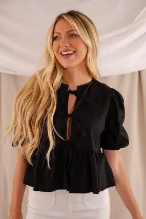 Just My Type Blouse-Black Anti Pilling