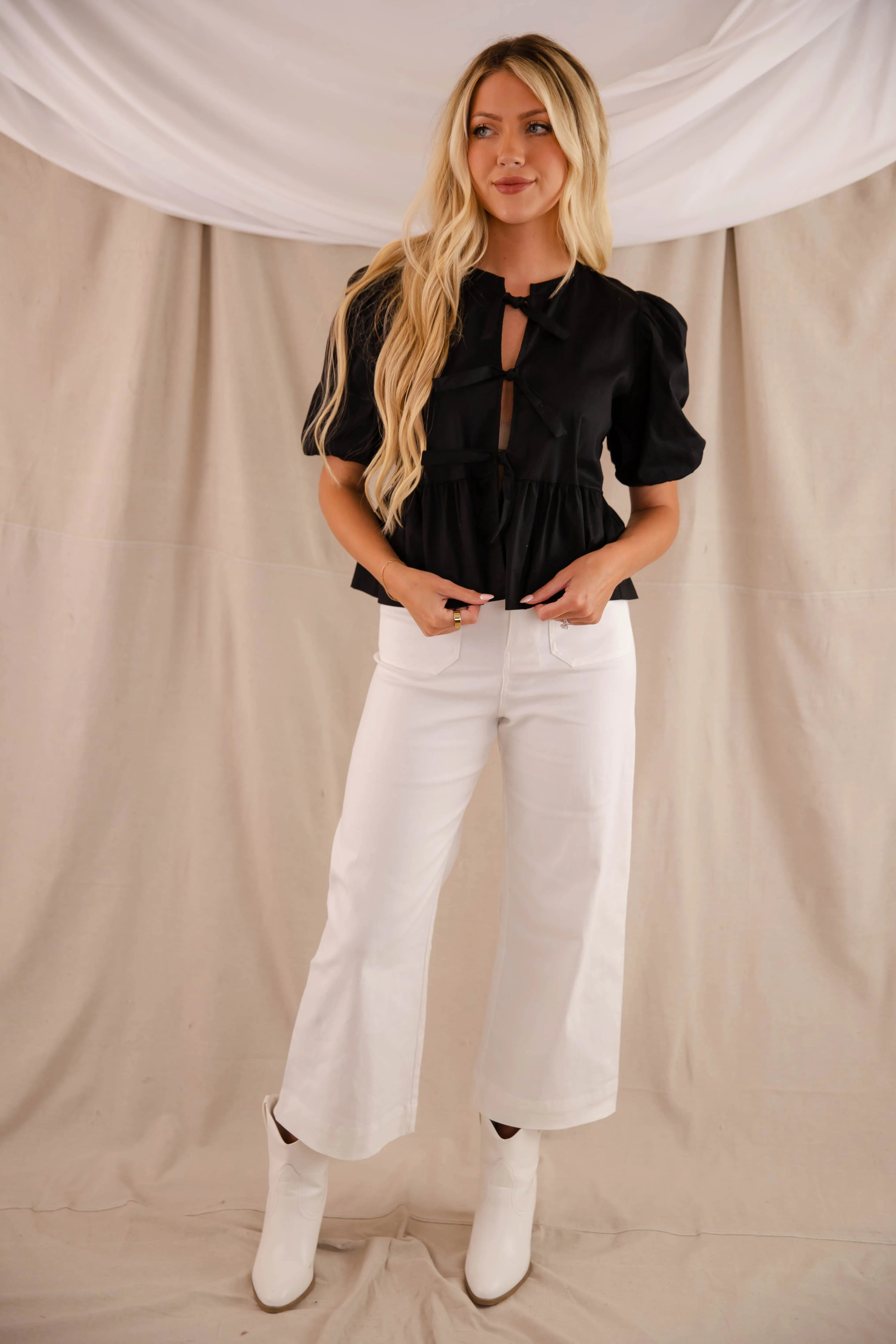 Just My Type Blouse-Black Low Profile Zipper Closure EasyCareMaterial