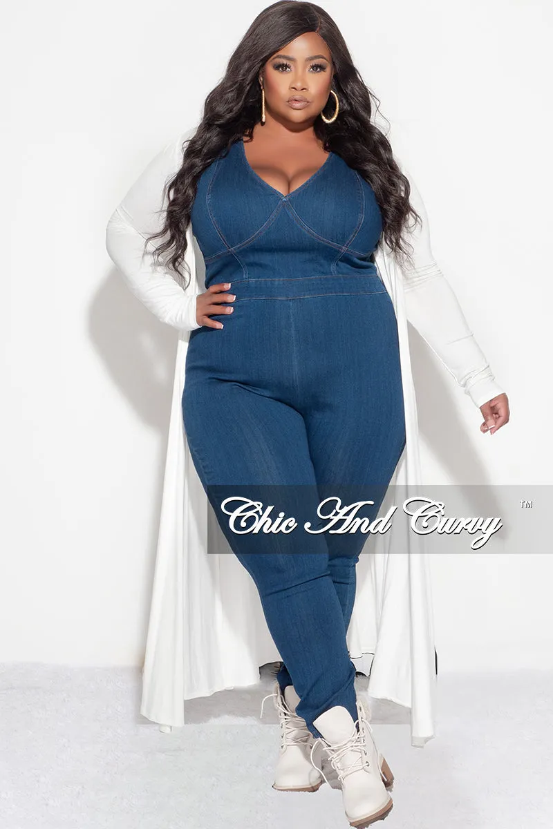 Final Sale Plus Size Hooded Duster in Ivory Flat Lock Stitching