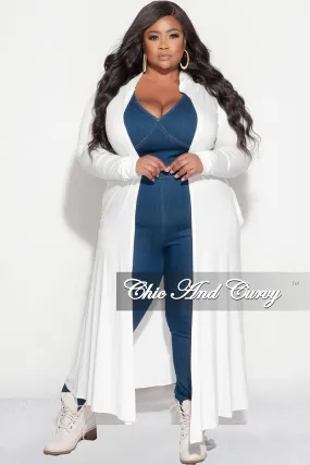 Final Sale Plus Size Hooded Duster in Ivory Street Active Flat Lock Stitching