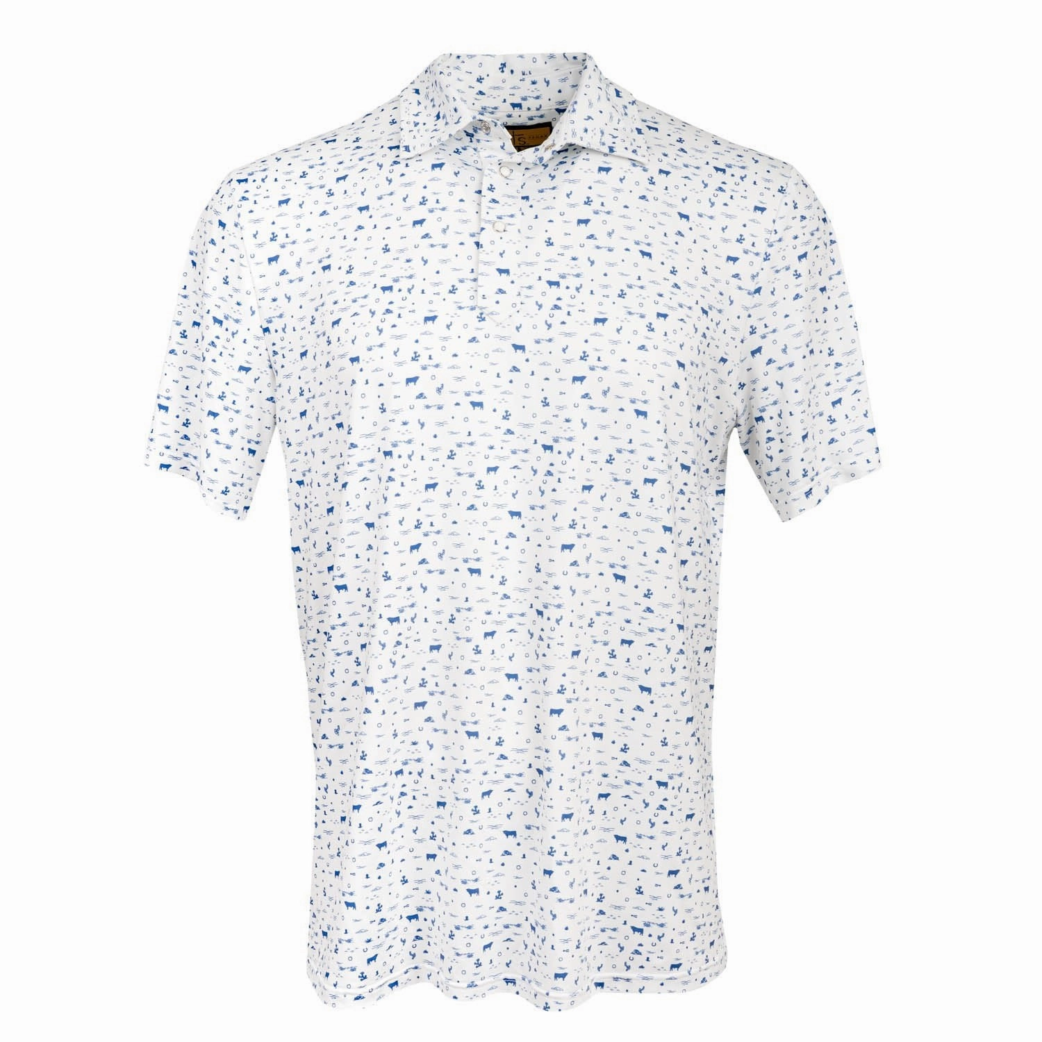 STS Ranchwear Mens Fairway Blaze White/Navy Poly/Spandex S/S Polo Shirt Tall Length Cozy Feel