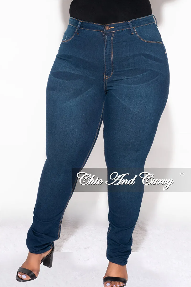 Cozy Lining Anti Chafe Lining Final Sale Plus Size High Waist Jeans in Dark Denim