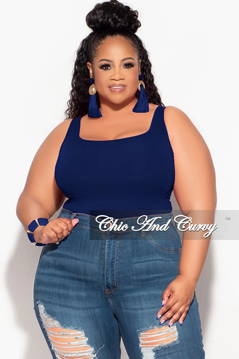 Final Sale Plus Size Camisole with Thick Straps in Navy (Top Only) Simple Comfort Wear