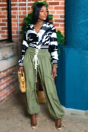 Casual Vibe Compact Fit Carmen Cargo Genie Pants - Green