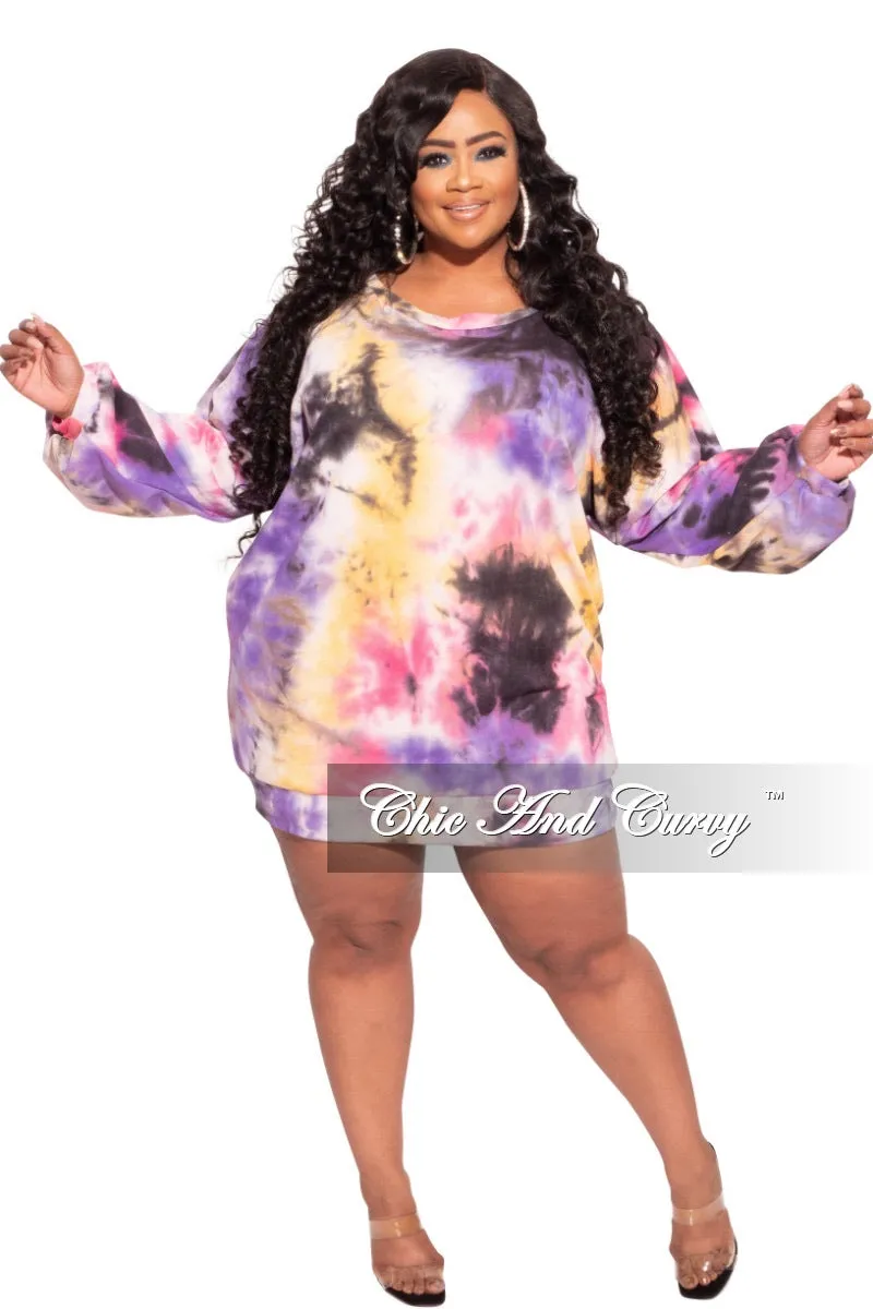 Anti Pilling Surface Final Sale Plus Size Jogger Dress in Tie Dye