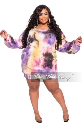 Anti Pilling Surface Final Sale Plus Size Jogger Dress in Tie Dye