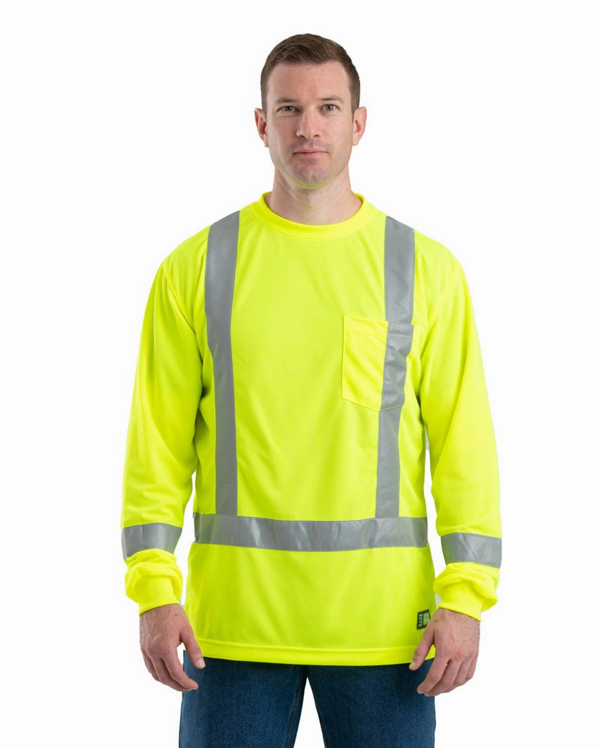 Anti Pilling Treatment Mature Elegance Berne Mens Yellow Polyester Hi-Viz Performance L/S Tee S/S